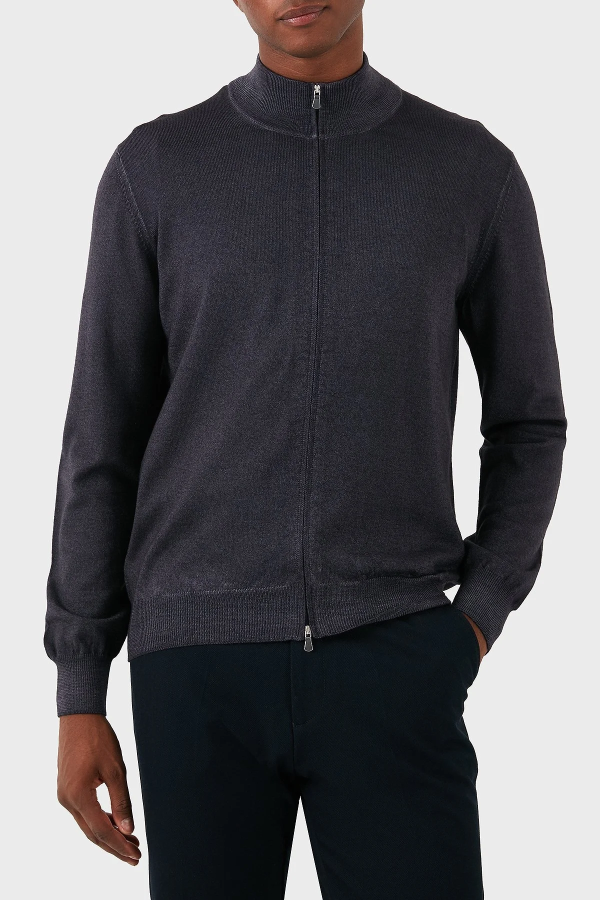Gran Sasso % 100 Yün Regular Fit Fermuarlı Dik Yaka Erkek Hırka 55144 22792 914 ANTRASİT - 1