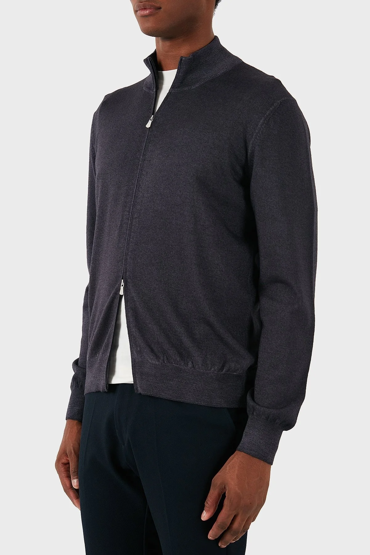 Gran Sasso % 100 Yün Regular Fit Fermuarlı Dik Yaka Erkek Hırka 55144 22792 914 ANTRASİT - 2