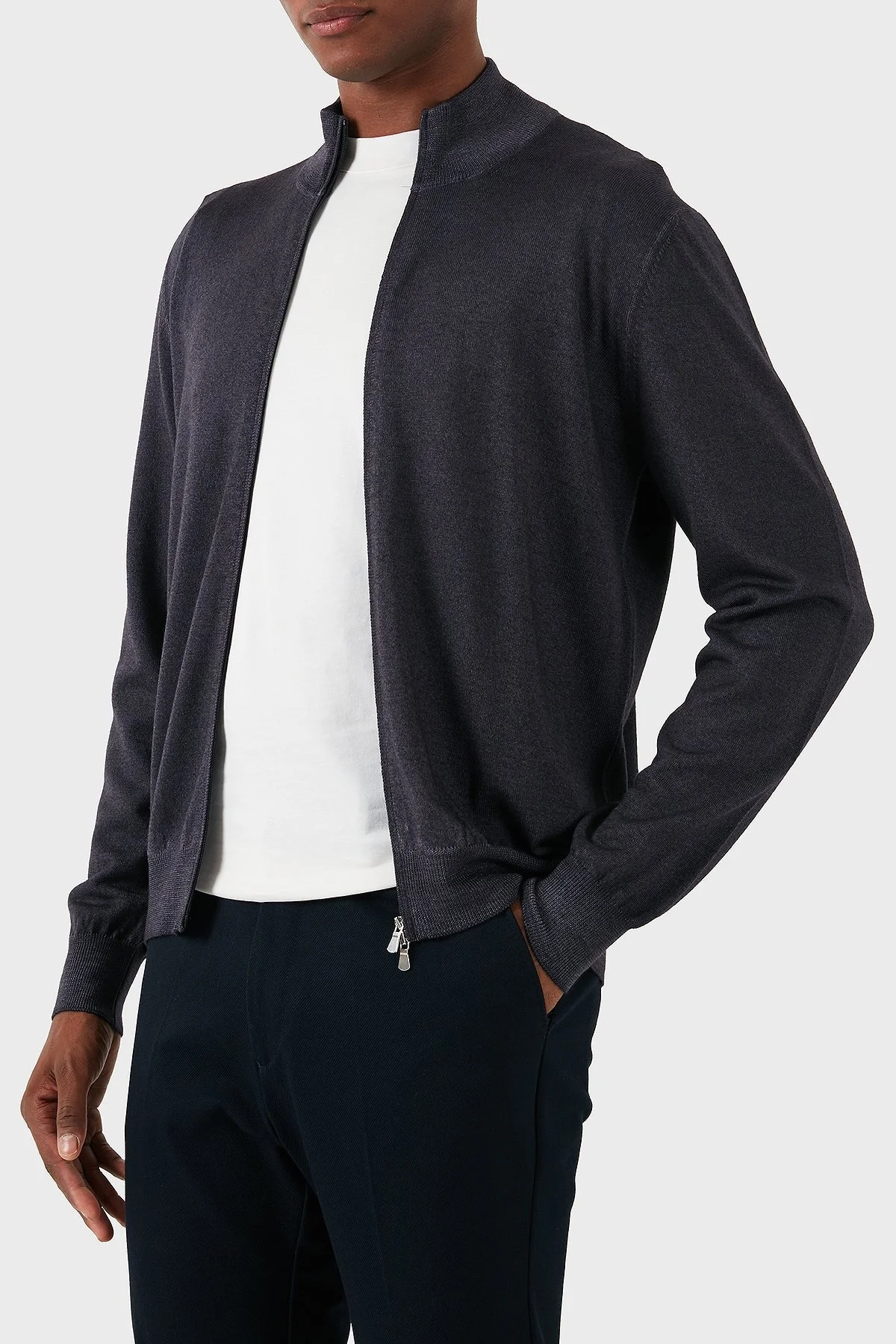 Gran Sasso % 100 Yün Regular Fit Fermuarlı Dik Yaka Erkek Hırka 55144 22792 914 ANTRASİT - 3