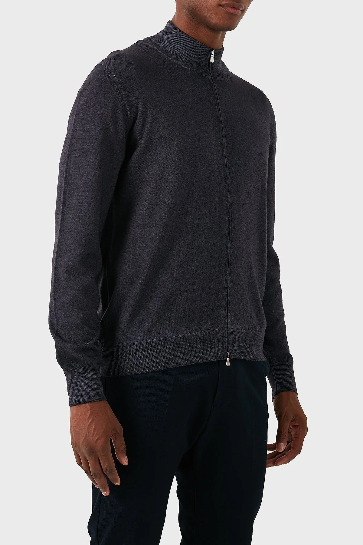 Gran Sasso % 100 Yün Regular Fit Fermuarlı Dik Yaka Erkek Hırka 55144 22792 914 ANTRASİT - 4
