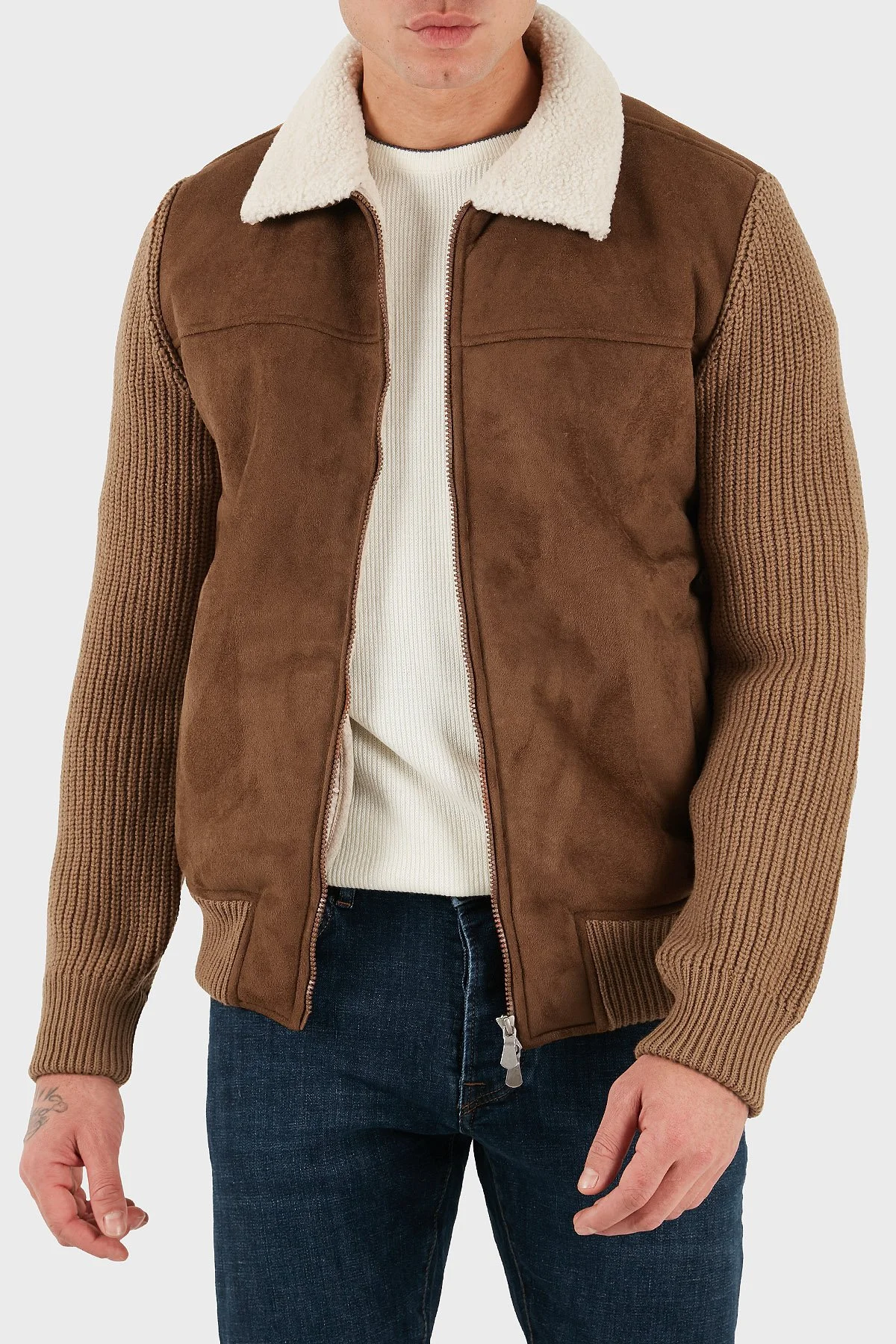 Gran Sasso % 100 Yün Regular Fit Klasik Yaka Fermuarlı Erkek Ceket 13196 58005 190 KAHVE - 4