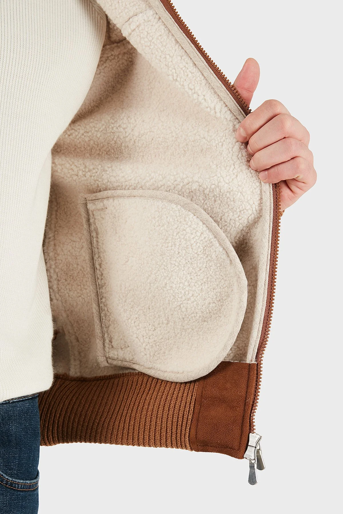 Gran Sasso % 100 Yün Regular Fit Klasik Yaka Fermuarlı Erkek Ceket 13196 58005 190 KAHVE - 6