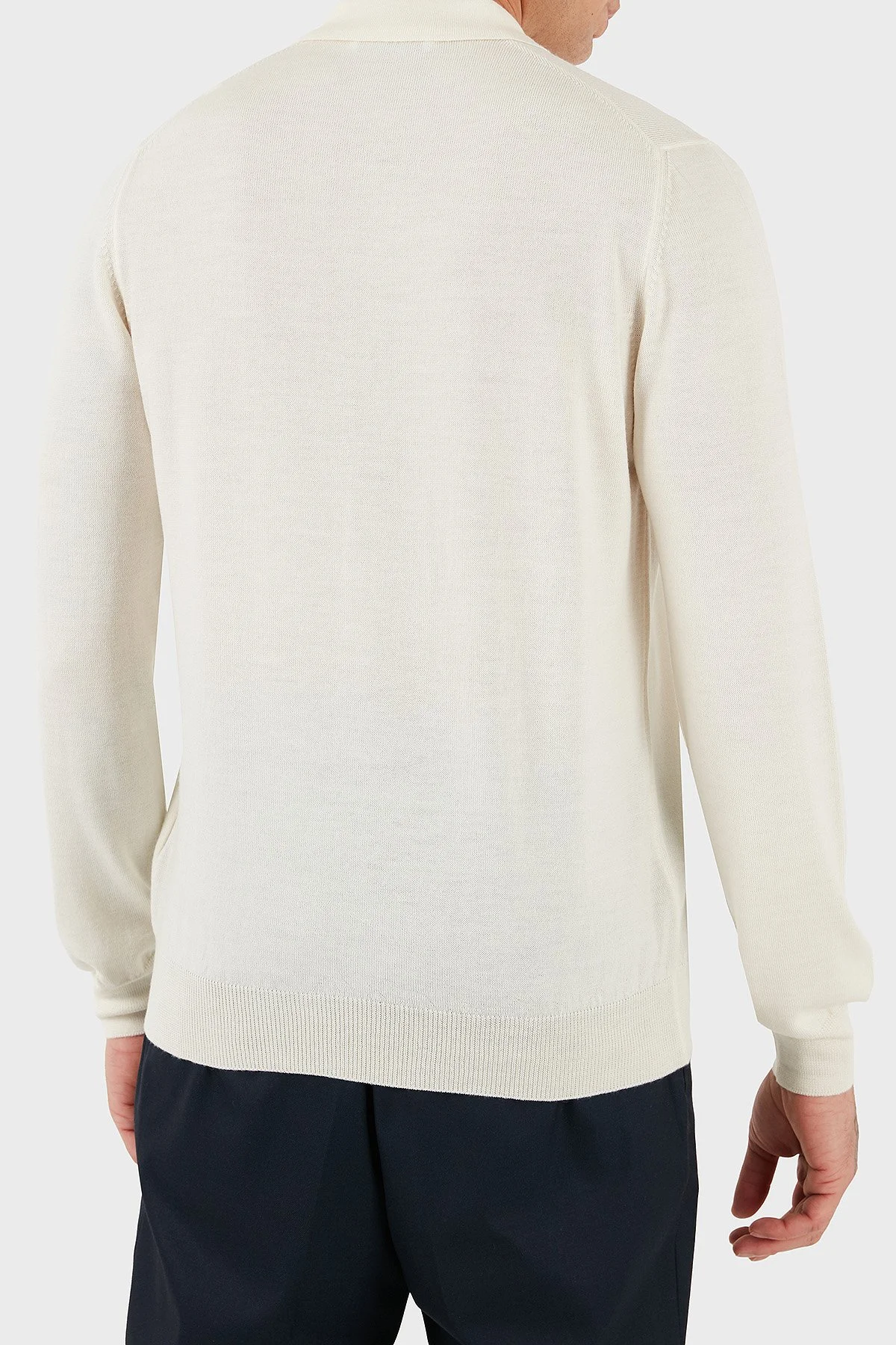 Gran Sasso % 100 Yün Regular Fit Yarım Fermuarlı Erkek Polo Yaka Kazak 55125 14290 005 EKRU - 2