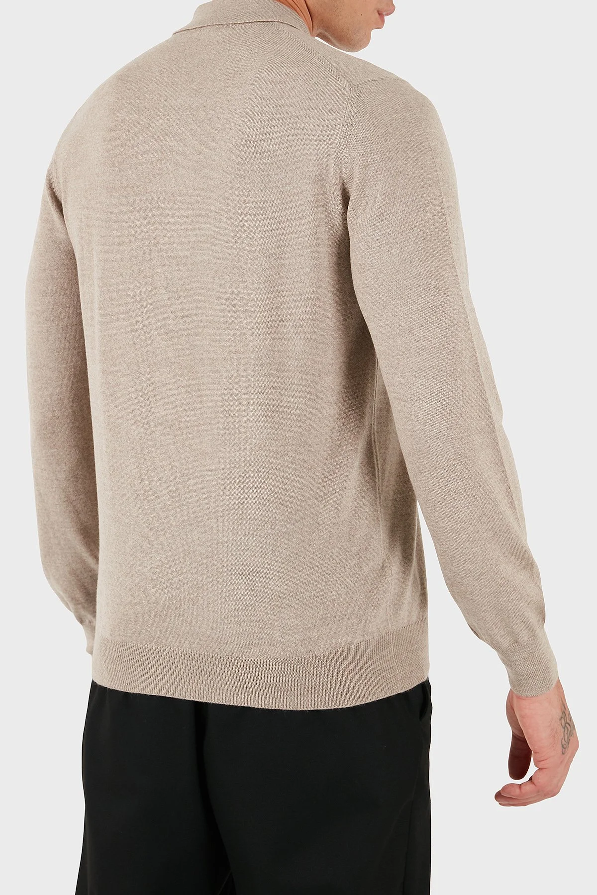 Gran Sasso % 100 Yün Regular Fit Yarım Fermuarlı Erkek Polo Yaka Kazak 55125 14290 018 SÜTLÜ KAHVE - 2