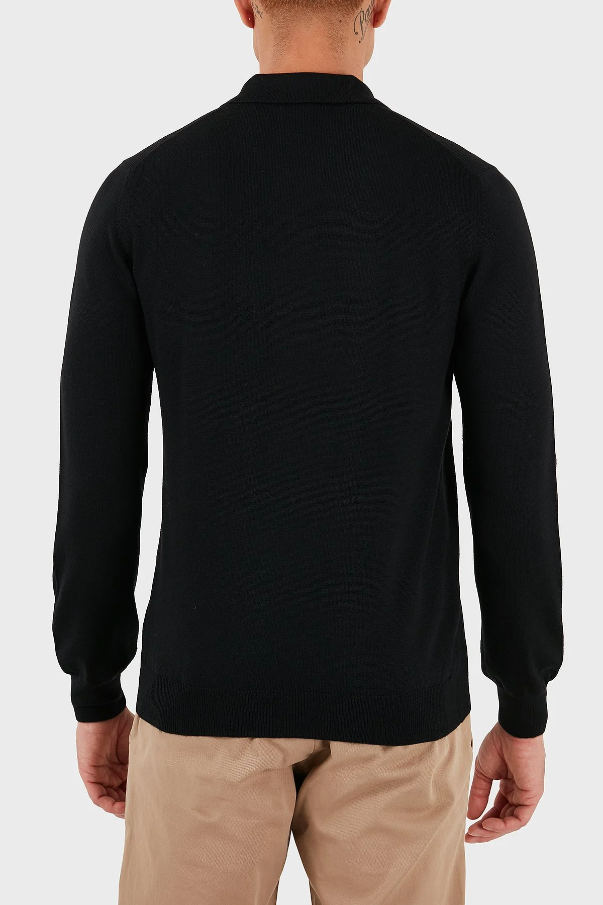 Gran Sasso % 100 Yün Regular Fit Yarım Fermuarlı Erkek Polo Yaka Kazak 55125 14290 099 SİYAH - 2