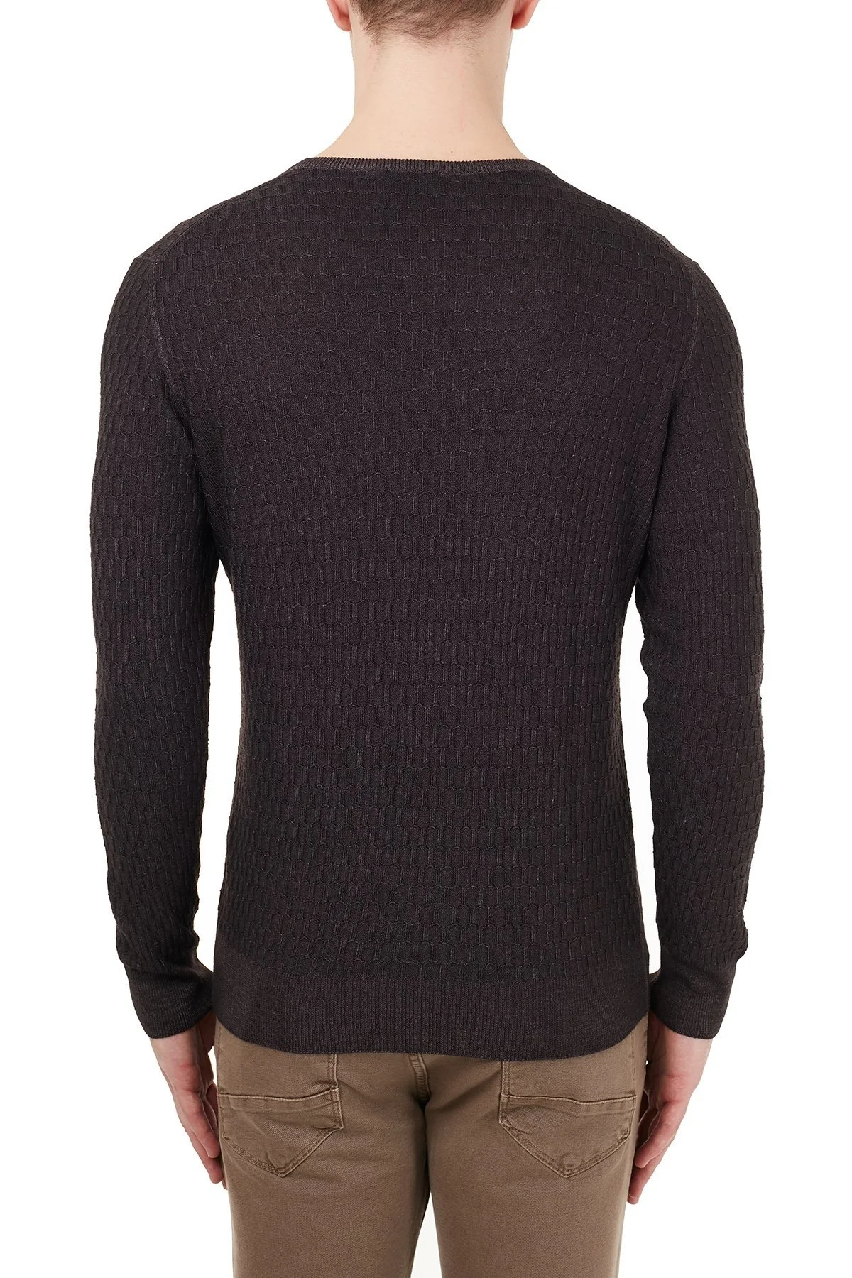 Gran Sasso Bisiklet Yaka Yünlü Erkek Kazak 58140 22752 308 KAHVE - 2