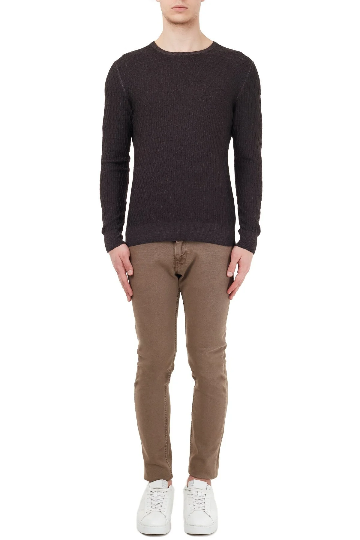 Gran Sasso Bisiklet Yaka Yünlü Erkek Kazak 58140 22752 308 KAHVE - 5