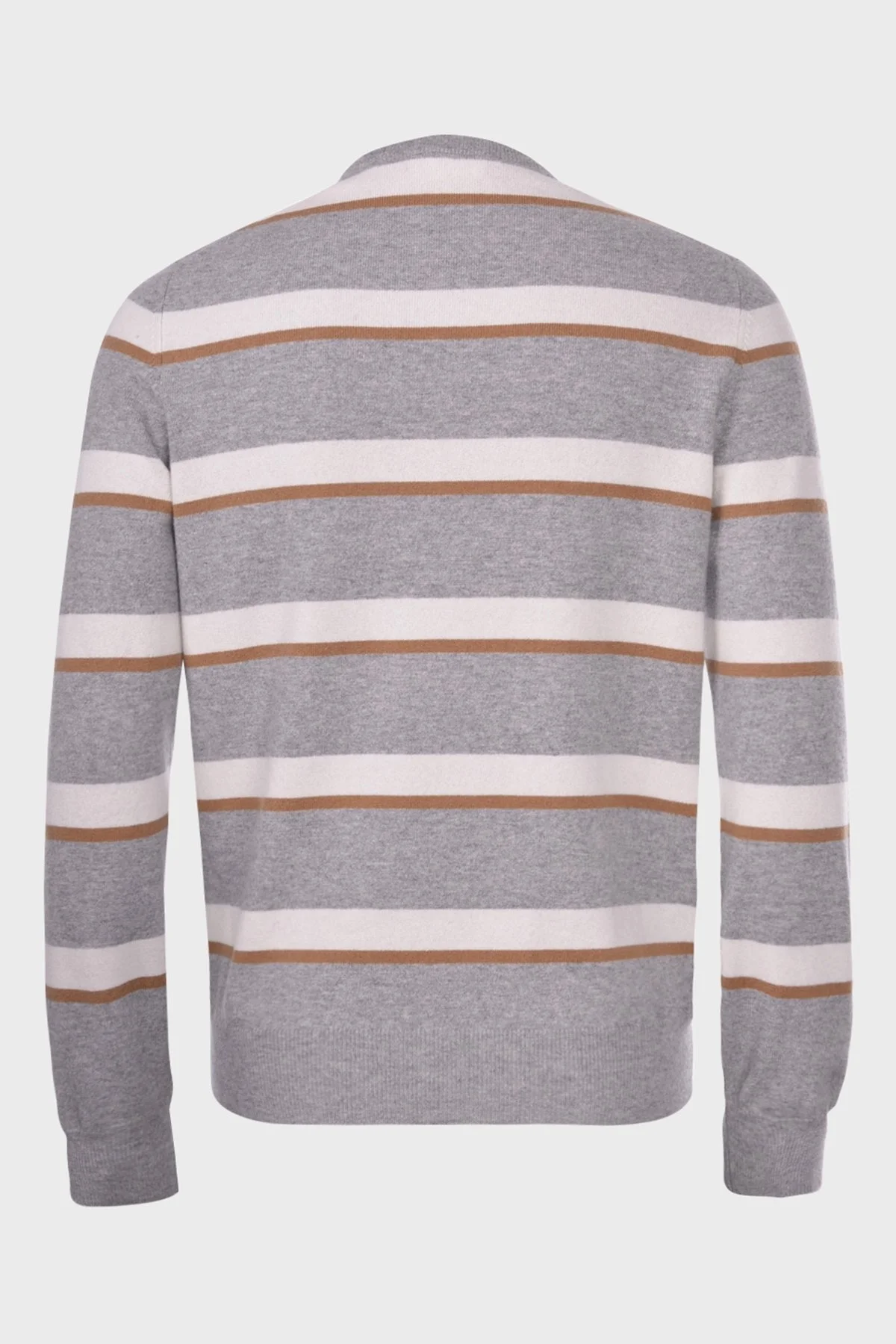 Gran Sasso Çizgili Yün ve Kaşmir Karışımlı Erkek Kazak 57167 19670 061 GRİ - 2