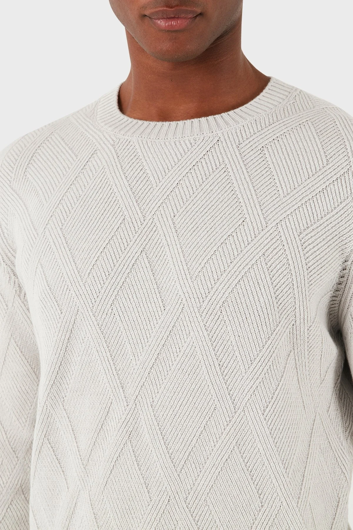 Gran Sasso Desenli Yün Karışımlı Regular Fit Bisiklet Yaka Erkek Kazak 23155 19677 001 GRİ - 5