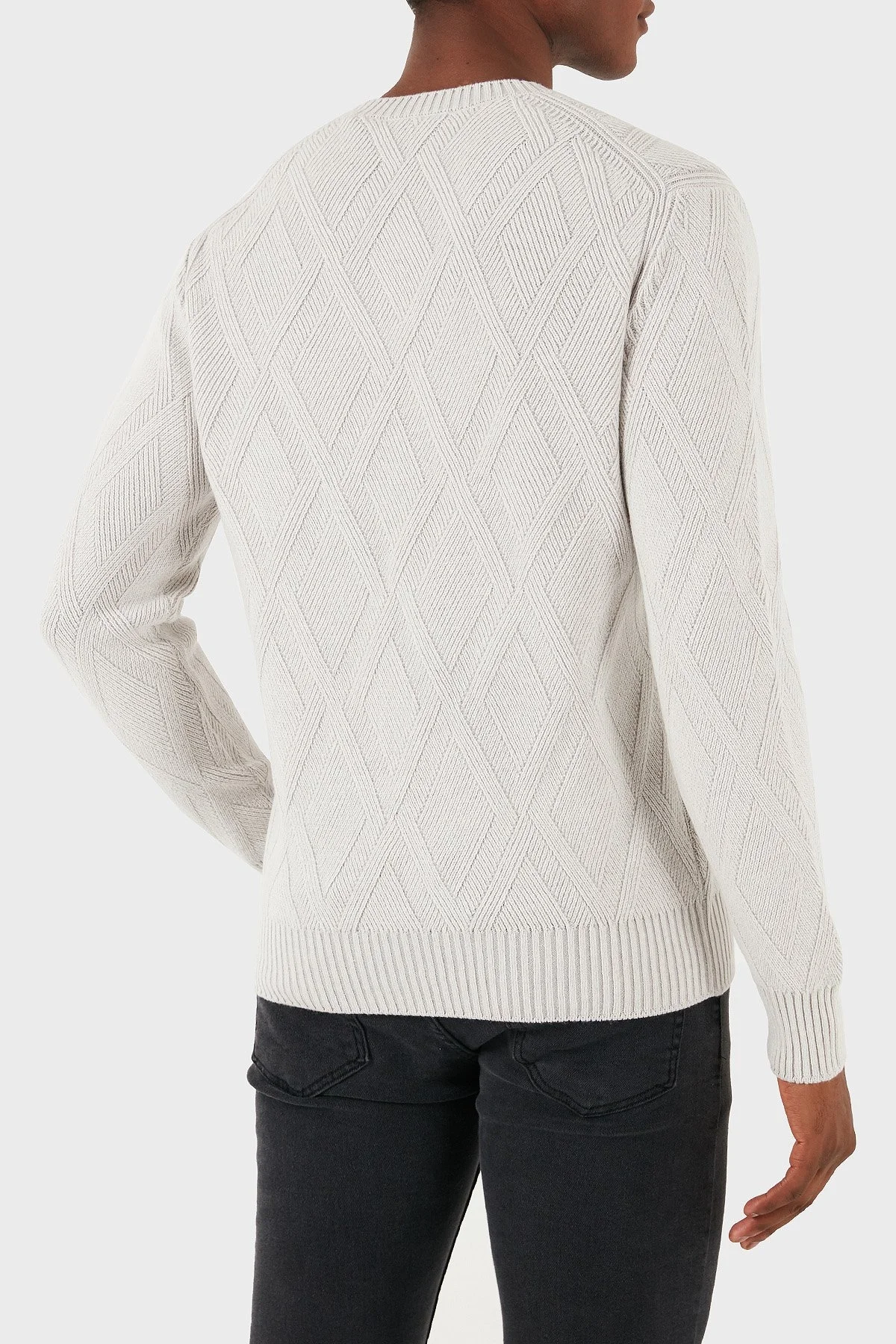 Gran Sasso Desenli Yün Karışımlı Regular Fit Bisiklet Yaka Erkek Kazak 23155 19677 001 GRİ - 6