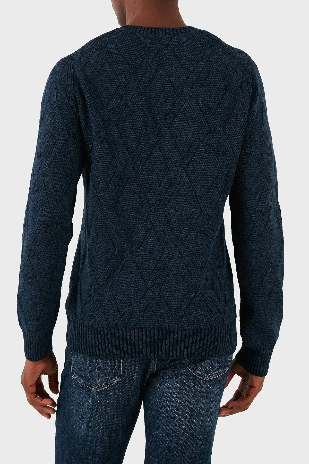 Gran Sasso Desenli Yün Karışımlı Regular Fit Bisiklet Yaka Erkek Kazak 23155 19677 596 LACİVERT - 4