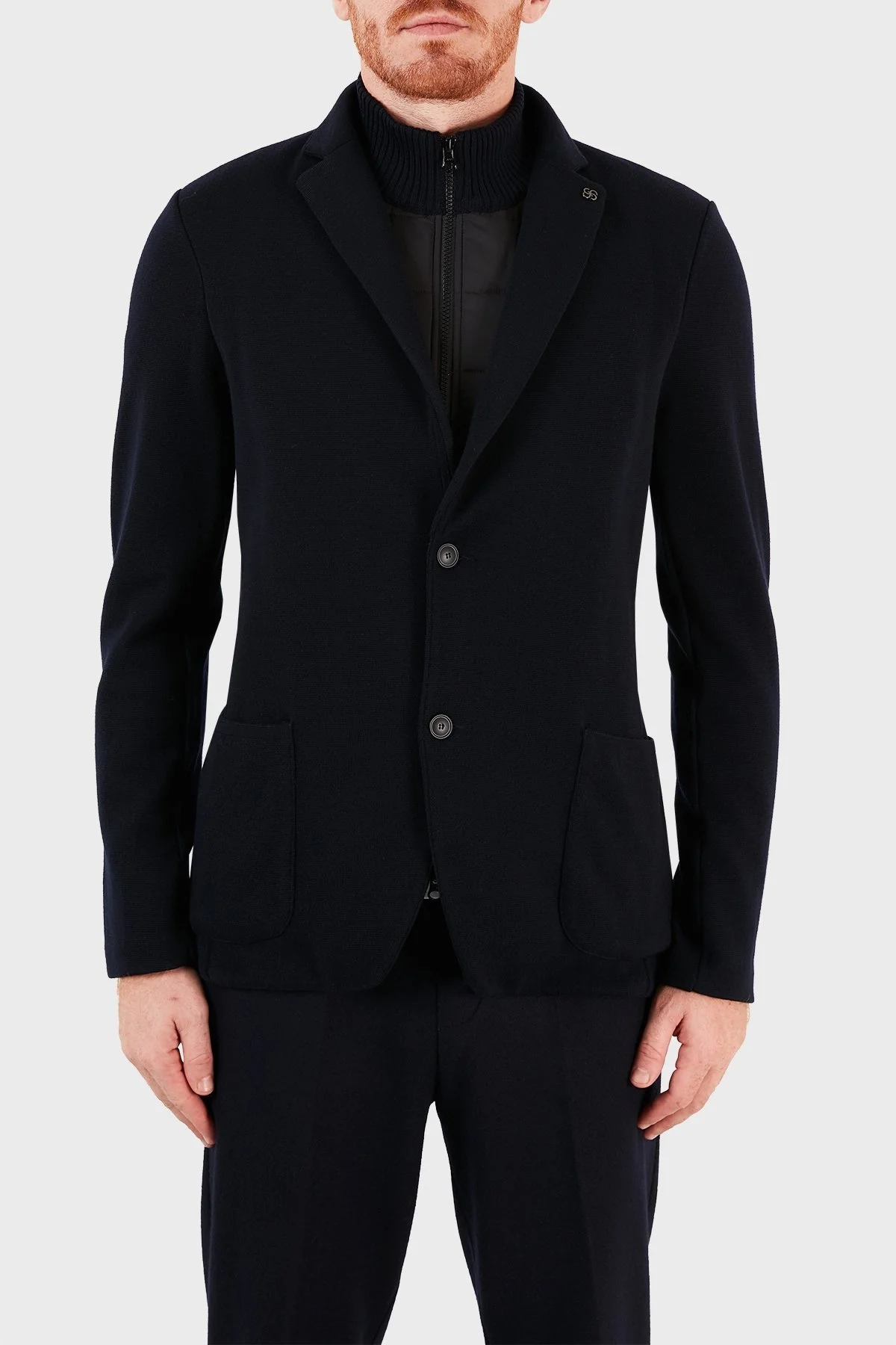 Gran Sasso Dik Yaka Cepli % 100 Yün Erkek Mont 57199 24616 598 LACİVERT - 1