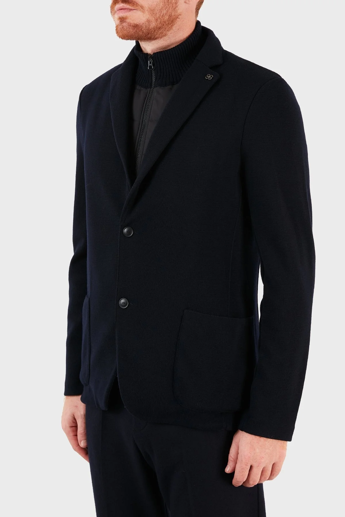 Gran Sasso Dik Yaka Cepli % 100 Yün Erkek Mont 57199 24616 598 LACİVERT - 3