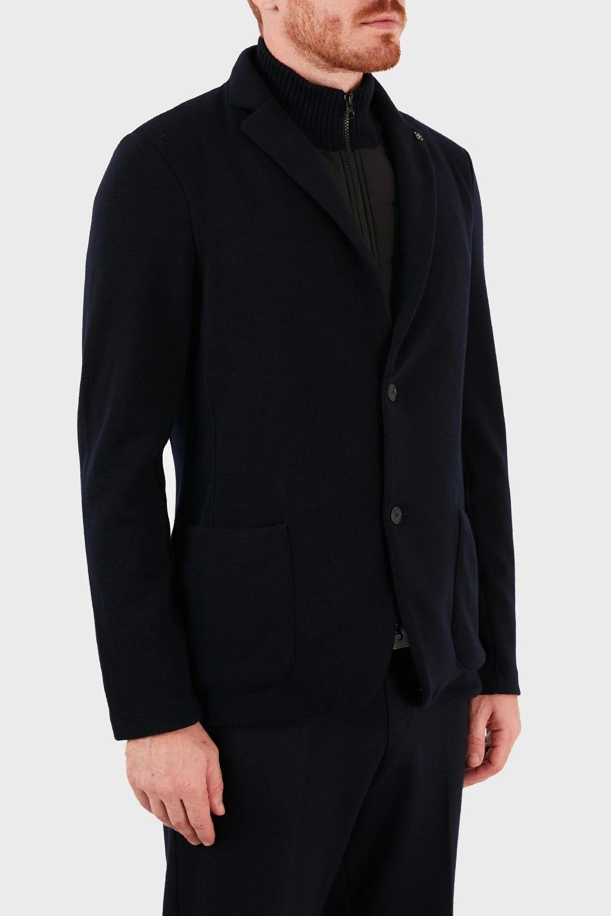 Gran Sasso Dik Yaka Cepli % 100 Yün Erkek Mont 57199 24616 598 LACİVERT - 4