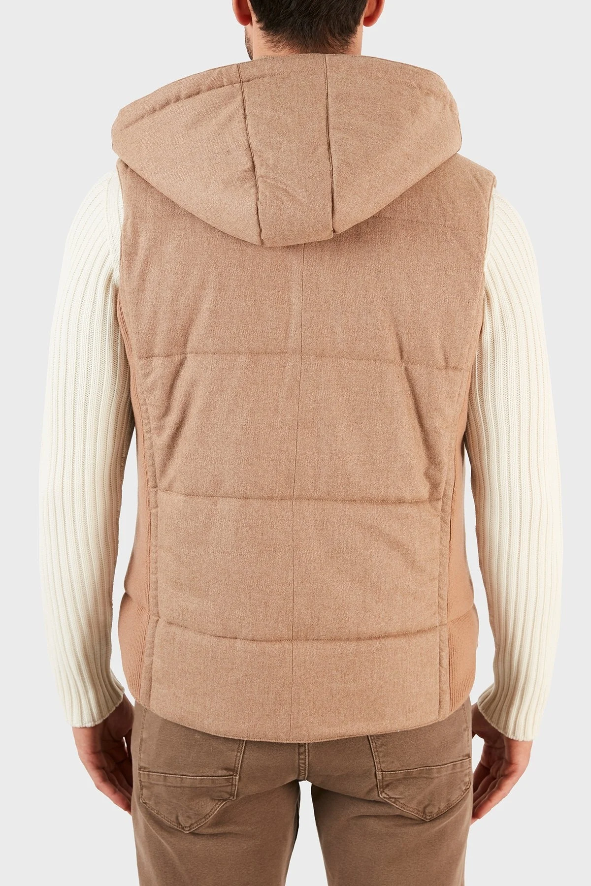 Gran Sasso Kapüşonlu Cepli Yünlü Erkek Yelek 23192 51303 116 SÜTLÜ KAHVE - 2