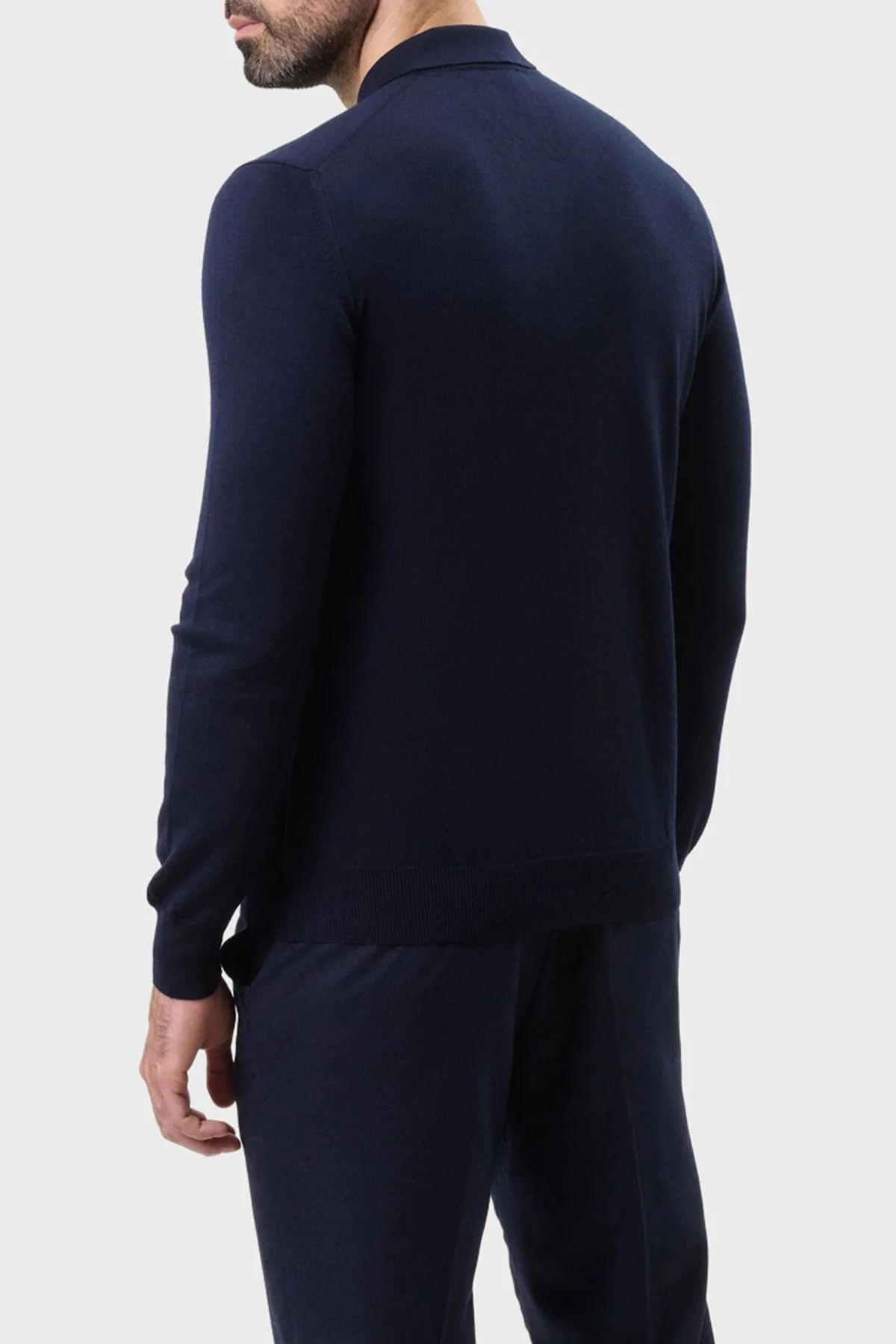 Gran Sasso Fitilli % 100 Yün Regular Fit Yarım Fermuarlı Erkek Polo Yaka Kazak 55125 14290 598 LACİVERT - 4