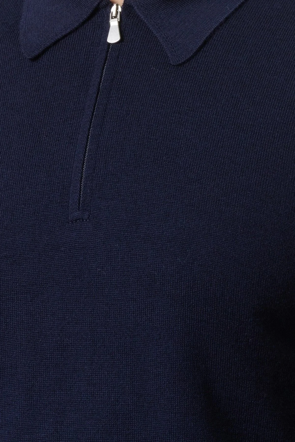 Gran Sasso Fitilli % 100 Yün Regular Fit Yarım Fermuarlı Erkek Polo Yaka Kazak 55125 14290 598 LACİVERT - 5