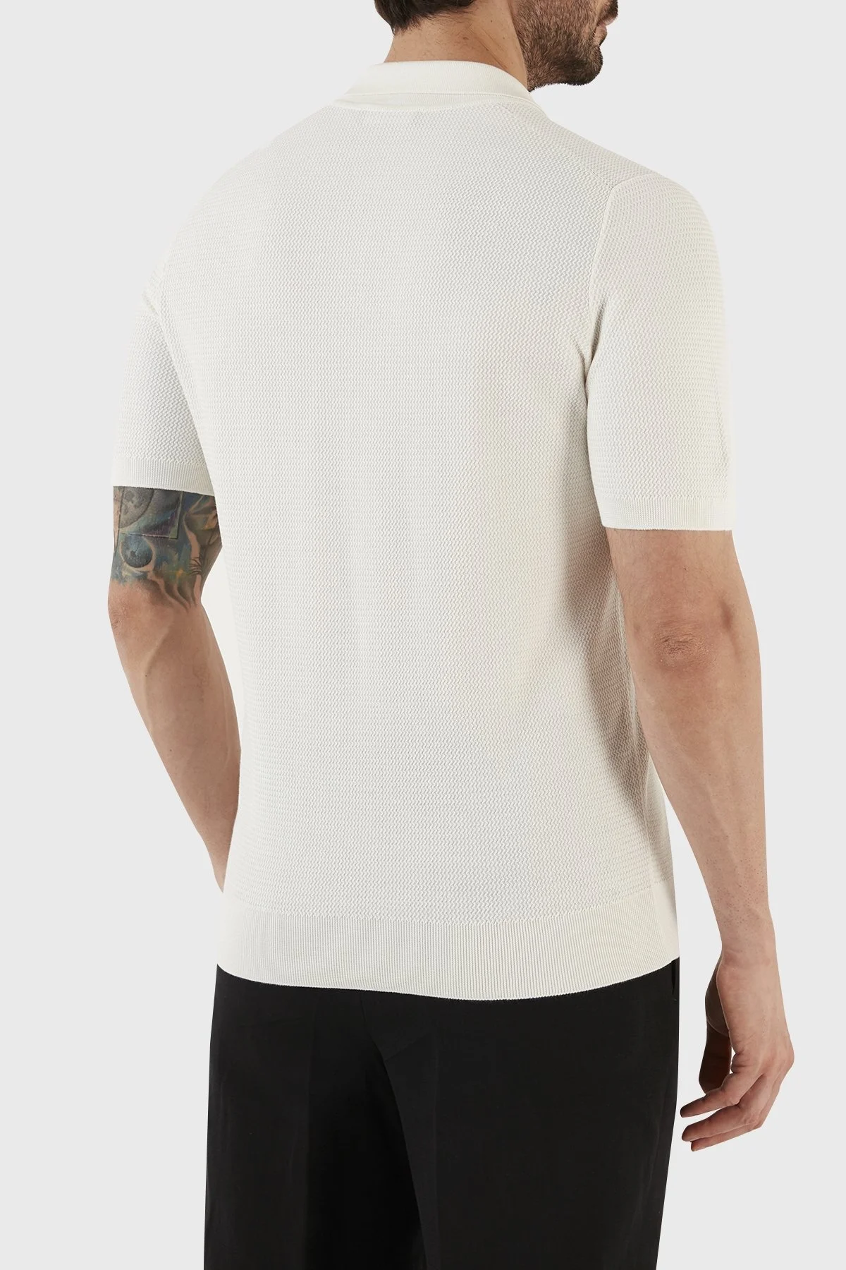 Gran Sasso İpek ve Pamuk Karışımlı Regular Fit Erkek Polo T Shirt 43171 16221 002 BEYAZ - 6