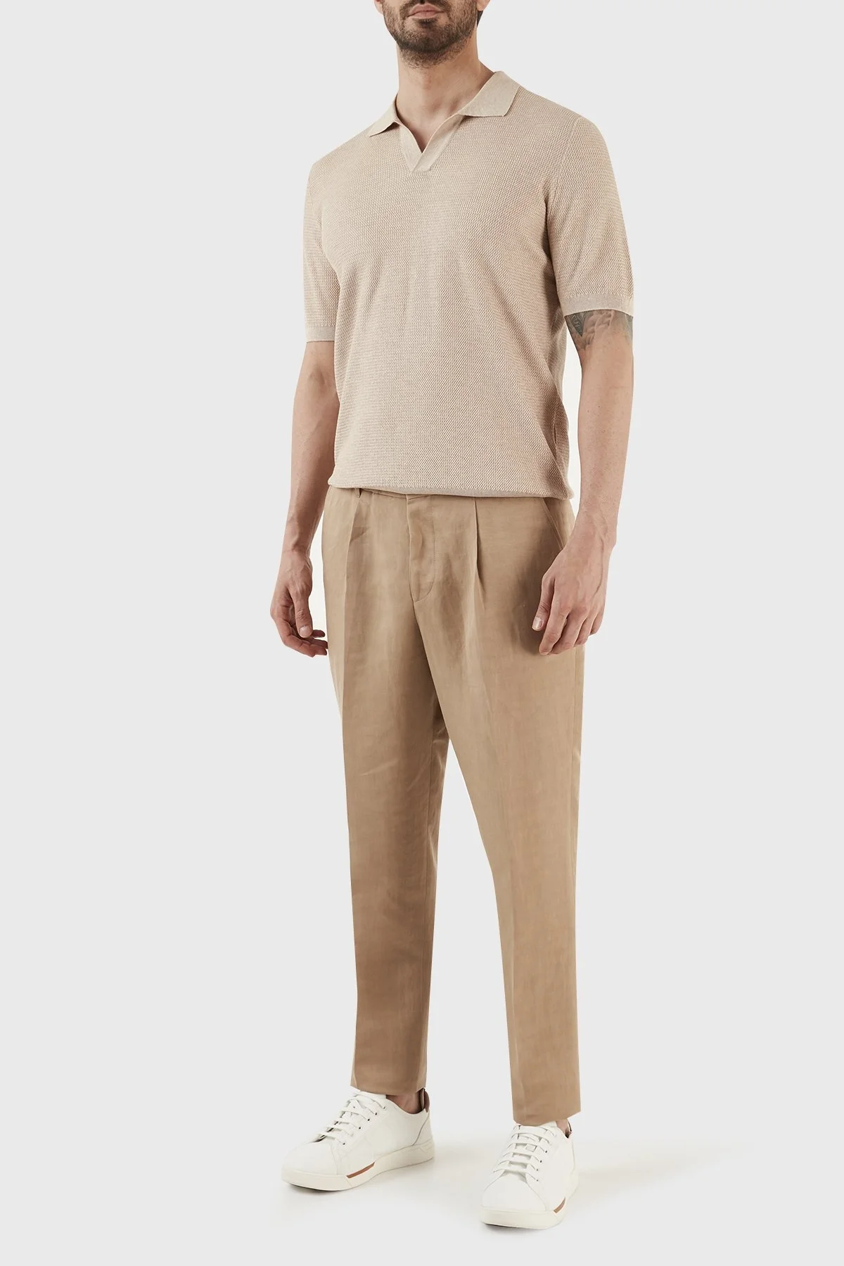 Gran Sasso İpek ve Pamuk Karışımlı Regular Fit Erkek Polo T Shirt 43171 16221 112 BEJ - 11