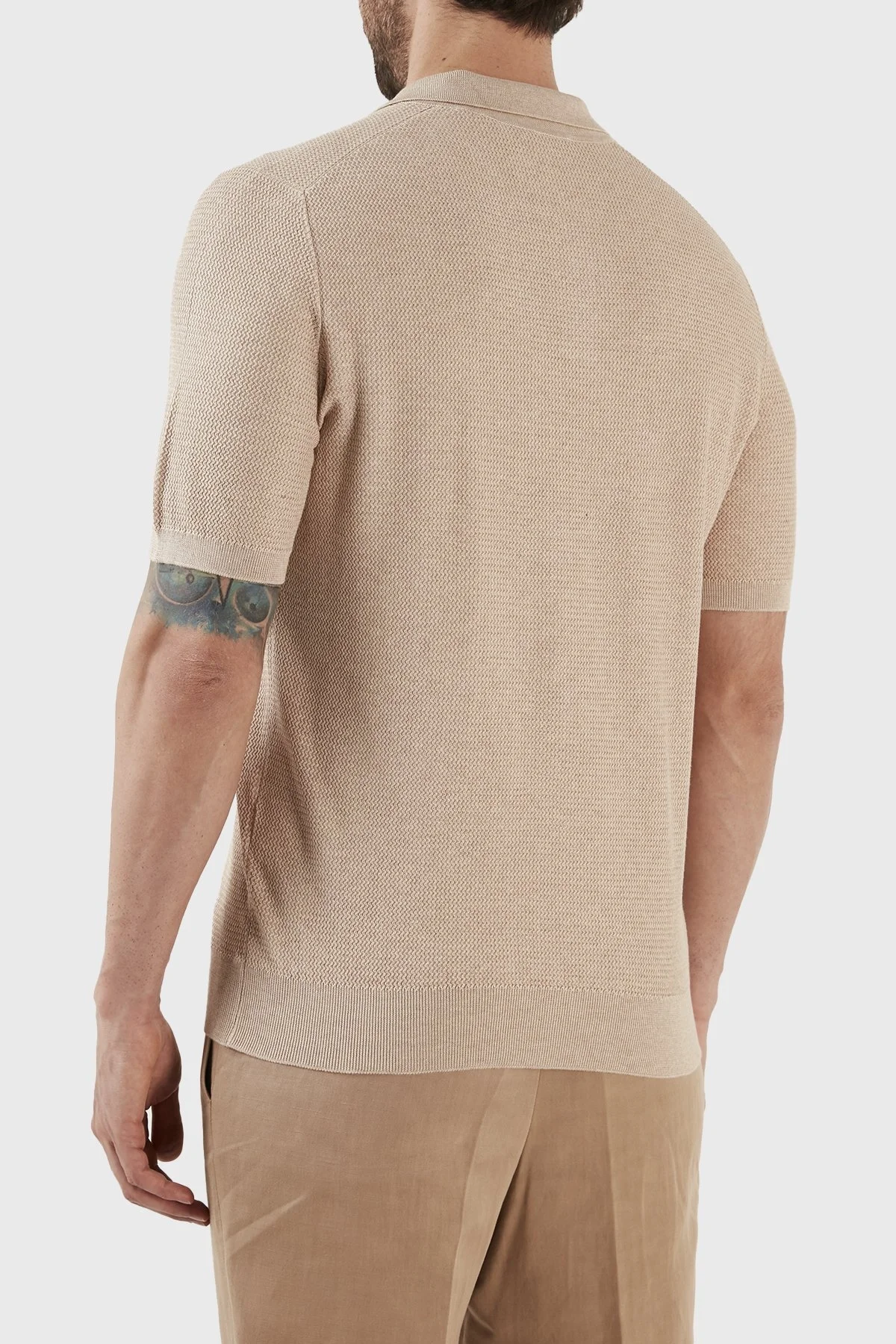 Gran Sasso İpek ve Pamuk Karışımlı Regular Fit Erkek Polo T Shirt 43171 16221 112 BEJ - 12