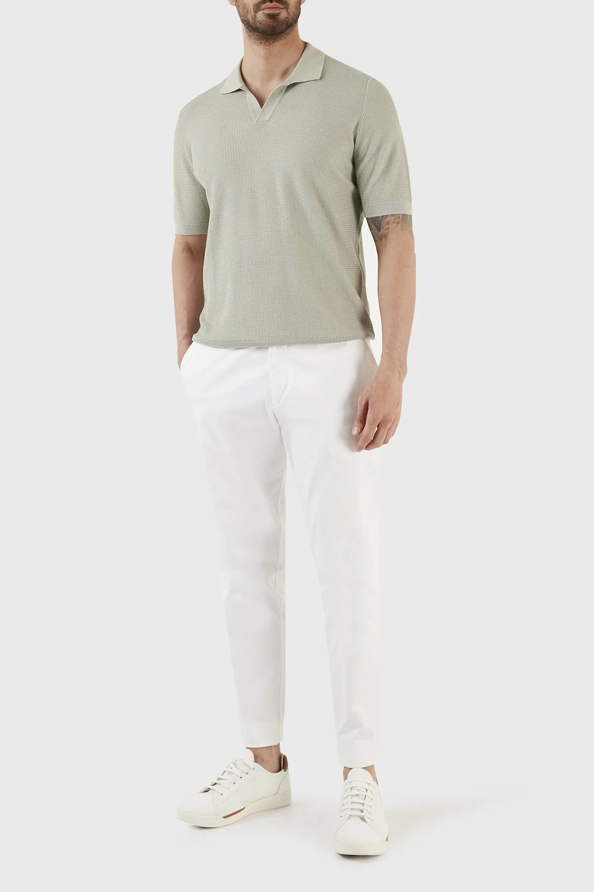 Gran Sasso İpek ve Pamuk Karışımlı Regular Fit Erkek Polo T Shirt 43171 16221 412 MİNT - 10