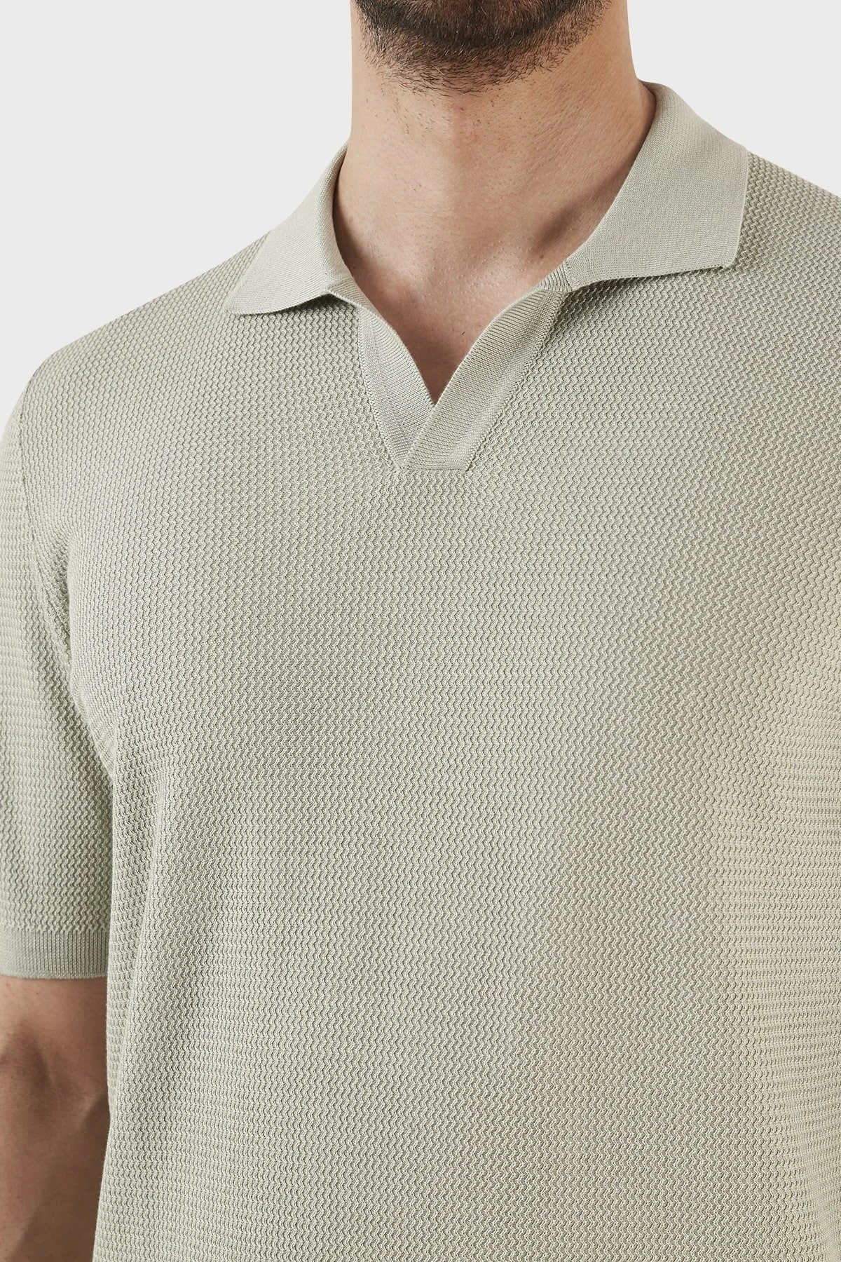 Gran Sasso İpek ve Pamuk Karışımlı Regular Fit Erkek Polo T Shirt 43171 16221 412 MİNT - 11