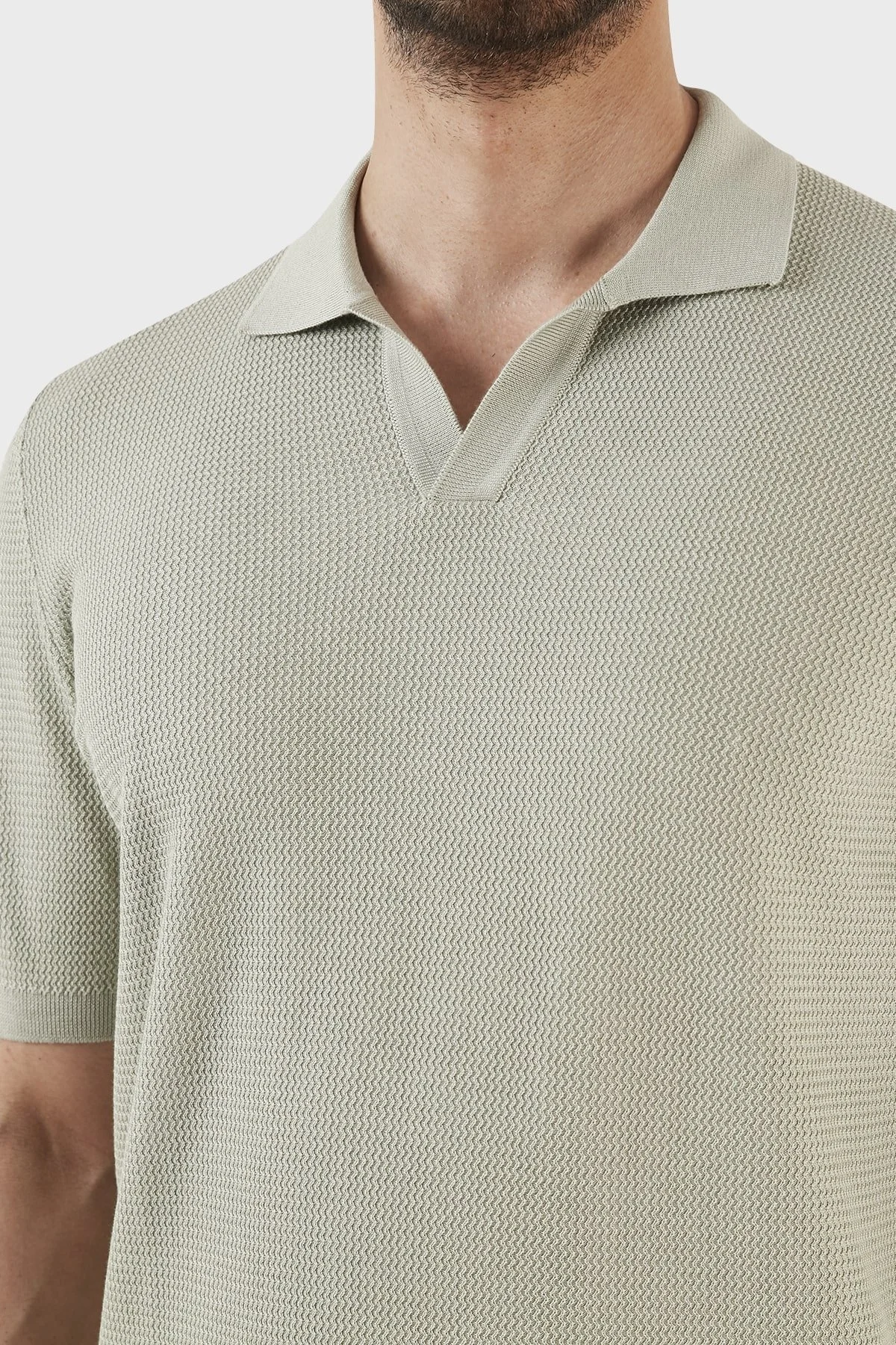Gran Sasso İpek ve Pamuk Karışımlı Regular Fit Erkek Polo T Shirt 43171 16221 412 MİNT - 5