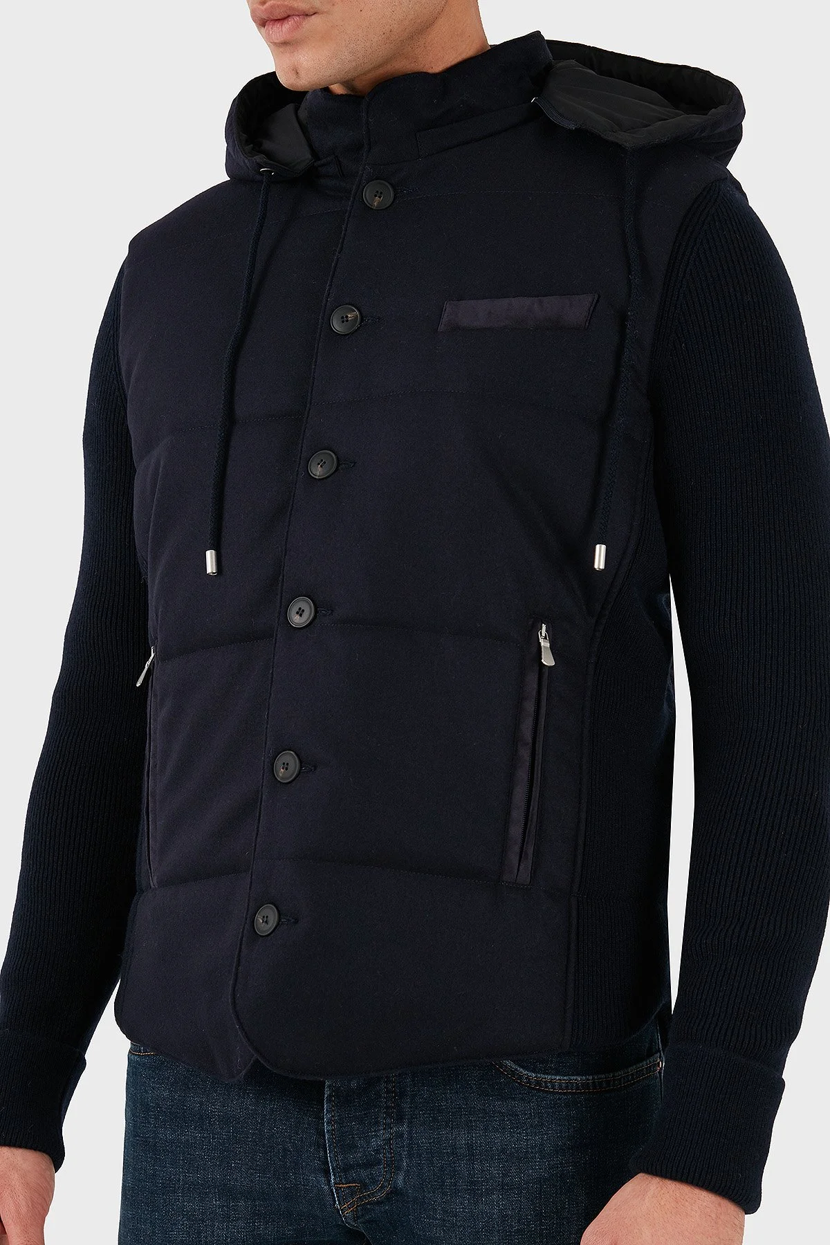 Gran Sasso Kapüşonlu Cepli Yünlü Erkek Mont 23191 51303 598 LACİVERT - 14