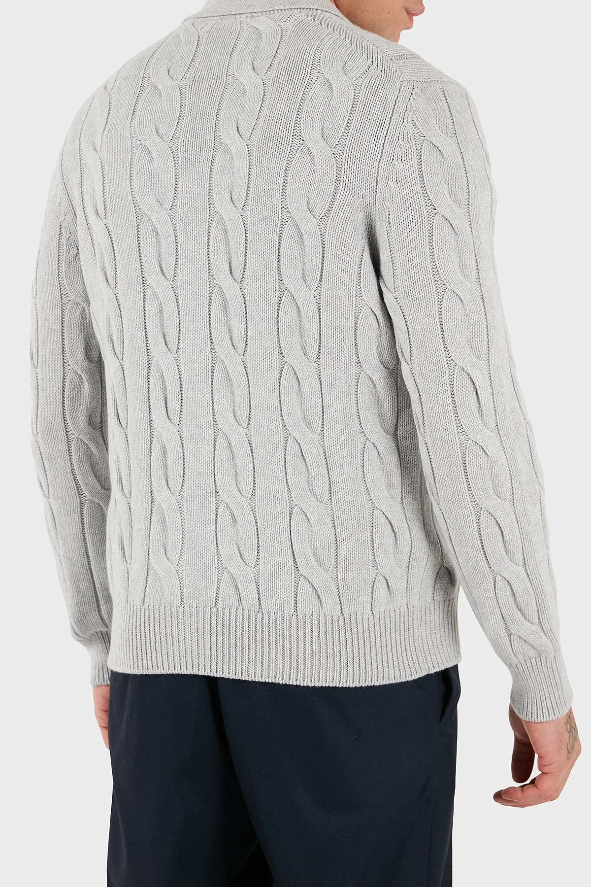 Gran Sasso Örgü Desenli Yün ve Kaşmir Karışımlı Regular Fit Erkek Ceket 13180 19652 044 GRİ - 2