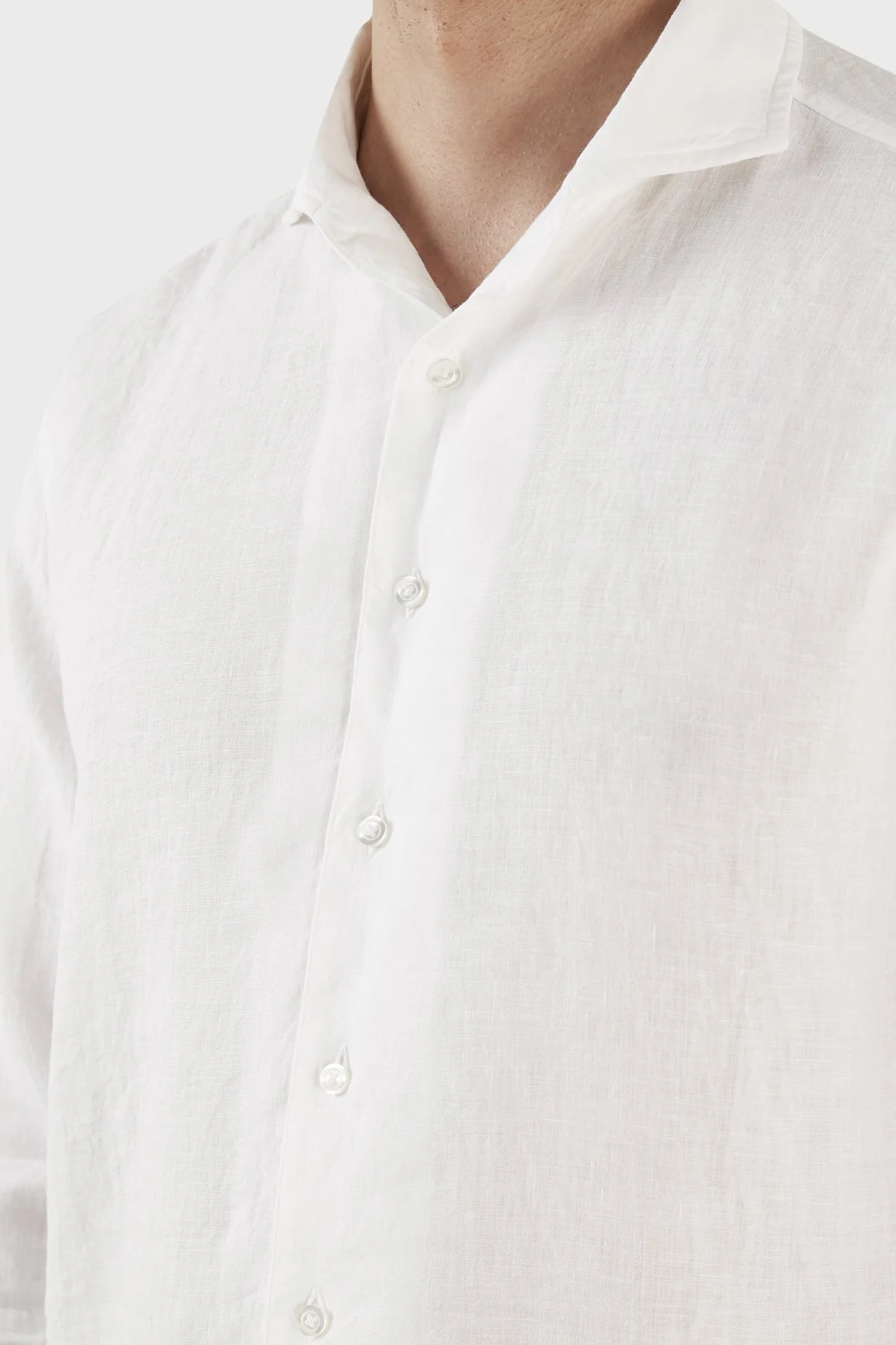Gran Sasso Regular Fit % 100 Keten Erkek Gömlek 61183 50002 001 BEYAZ - 5