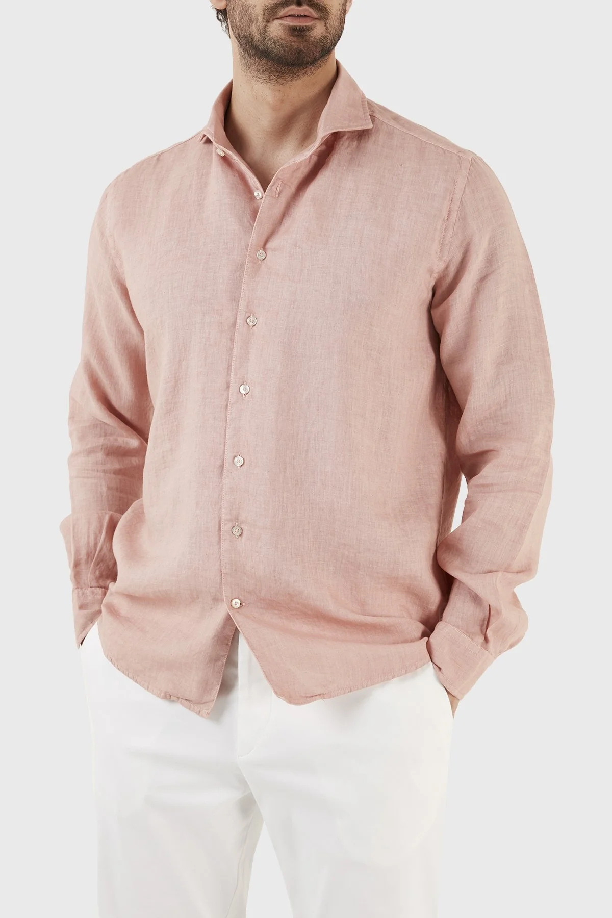 Gran Sasso Regular Fit % 100 Keten Erkek Gömlek 61183 50002 209 PUDRA - 8