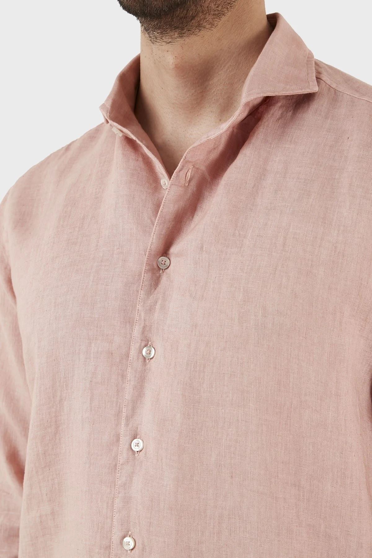 Gran Sasso Regular Fit % 100 Keten Erkek Gömlek 61183 50002 209 PUDRA - 11