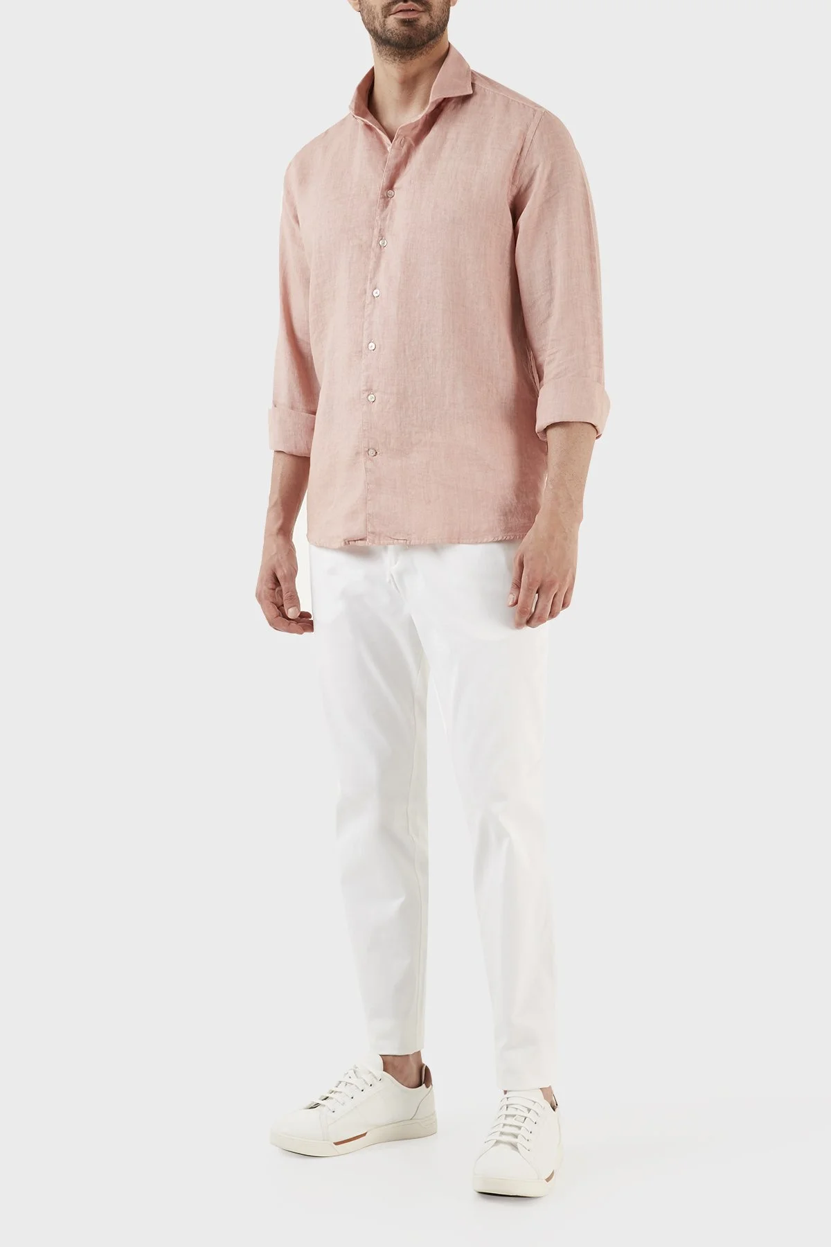 Gran Sasso Regular Fit % 100 Keten Erkek Gömlek 61183 50002 209 PUDRA - 4