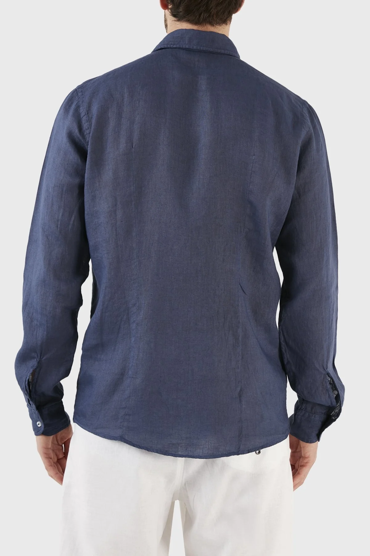 Gran Sasso Regular Fit % 100 Keten Erkek Gömlek 61183 50002 598 LACİVERT - 5