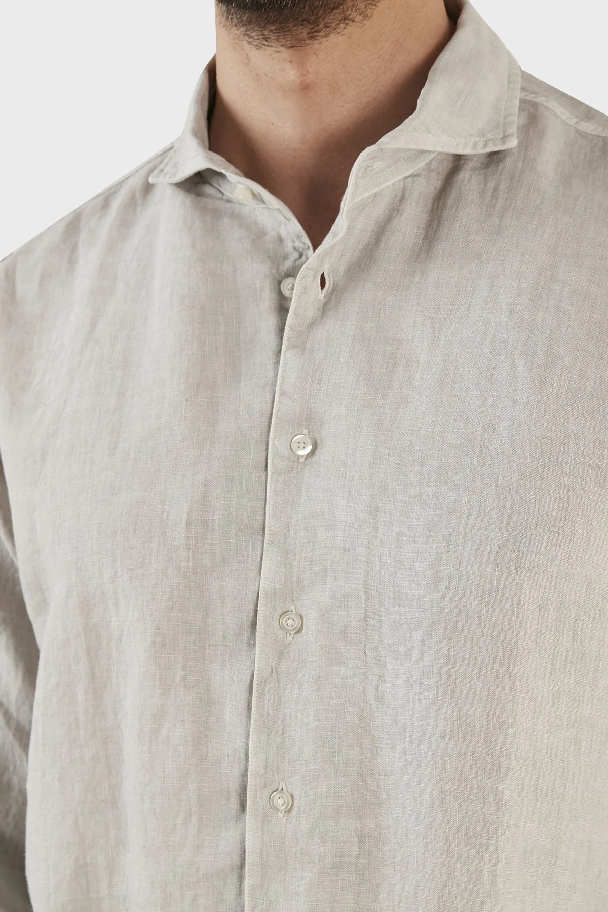 Gran Sasso Regular Fit % 100 Keten Erkek Gömlek 61183 50002 618 GRİ - 4