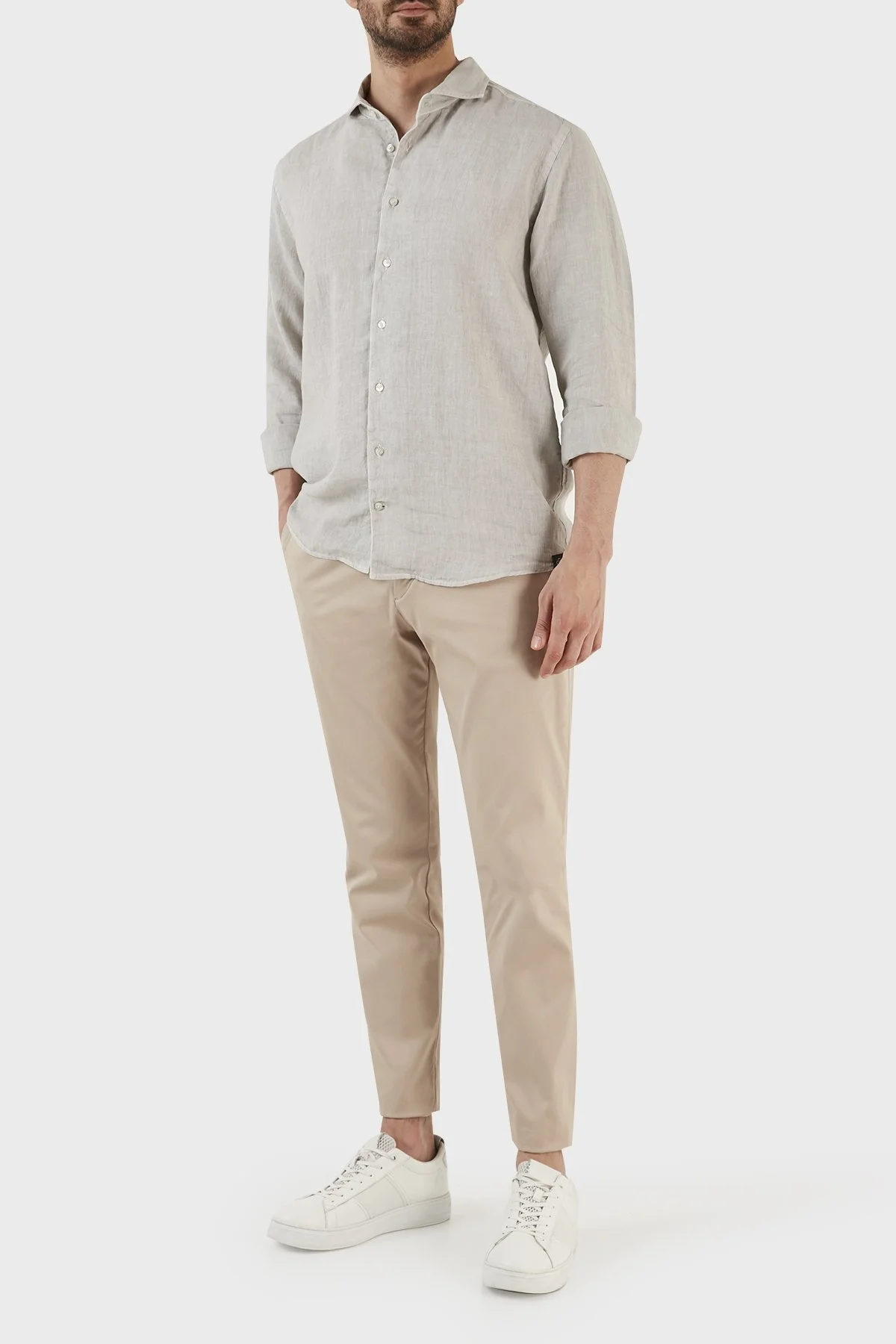 Gran Sasso Regular Fit % 100 Keten Erkek Gömlek 61183 50002 618 GRİ - 5