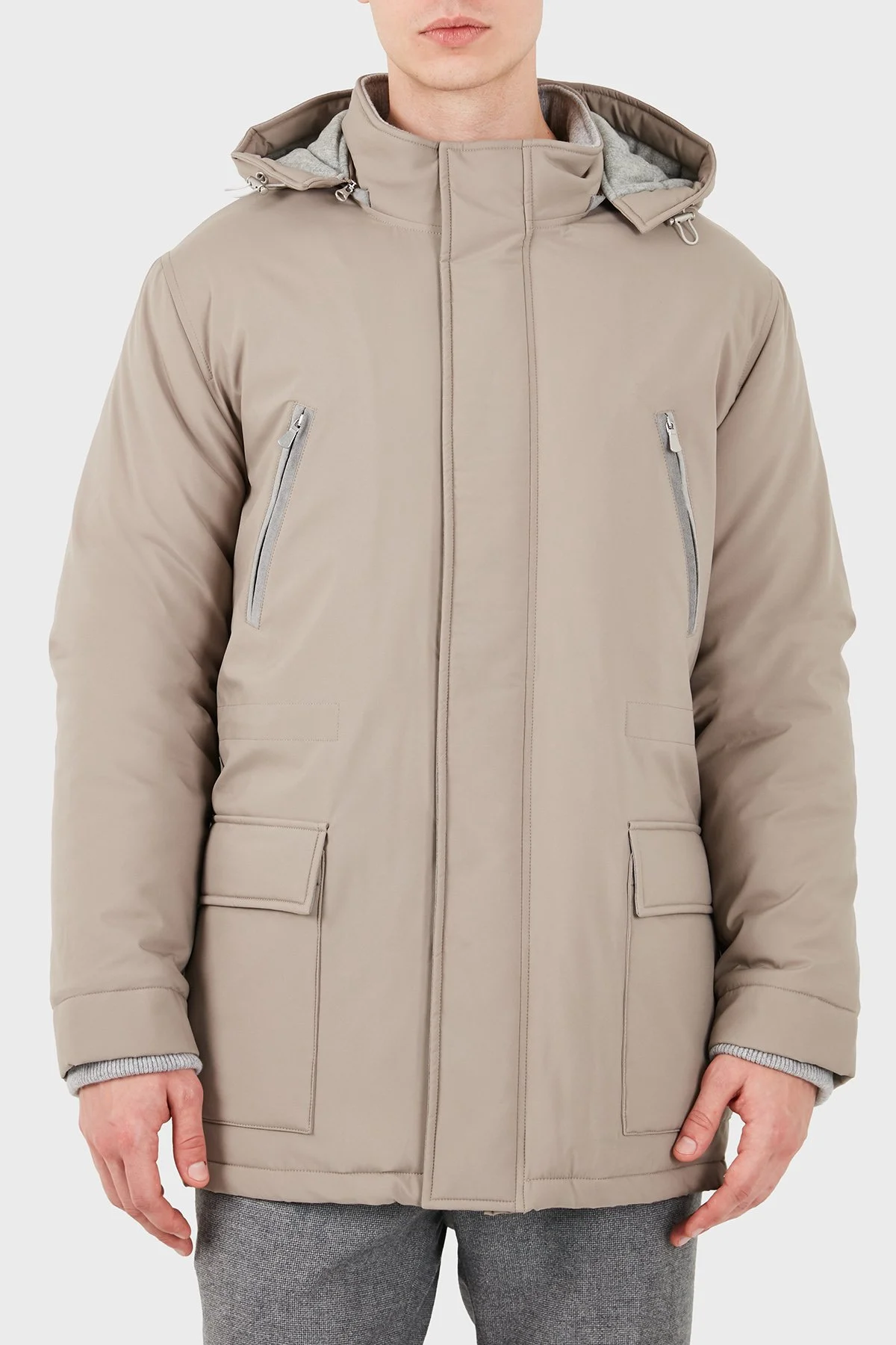 Gran Sasso Regular Fit Çıkarılabilir Kapüşonlu Erkek Ceket 78195 69318 120 Toprak - 3