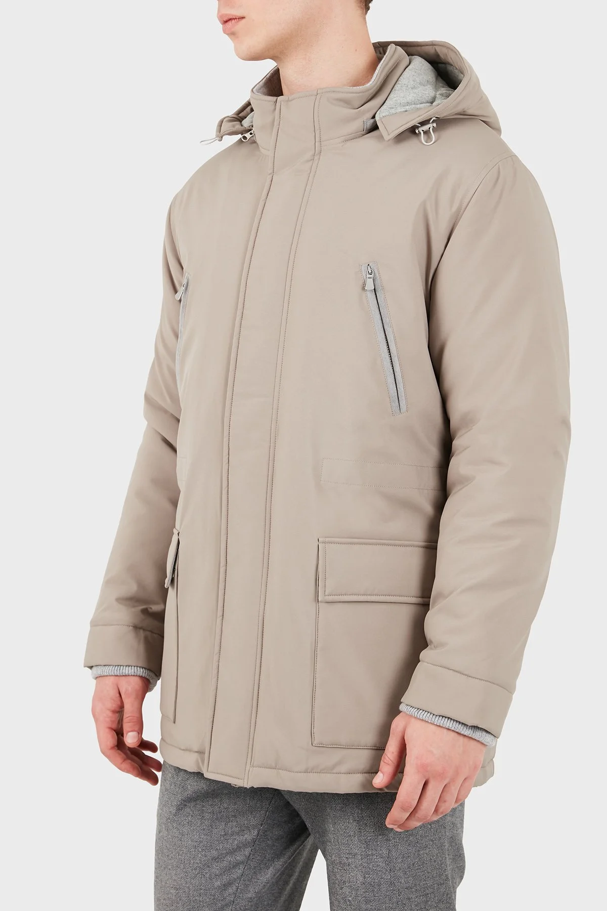 Gran Sasso Regular Fit Çıkarılabilir Kapüşonlu Erkek Ceket 78195 69318 120 Toprak - 4
