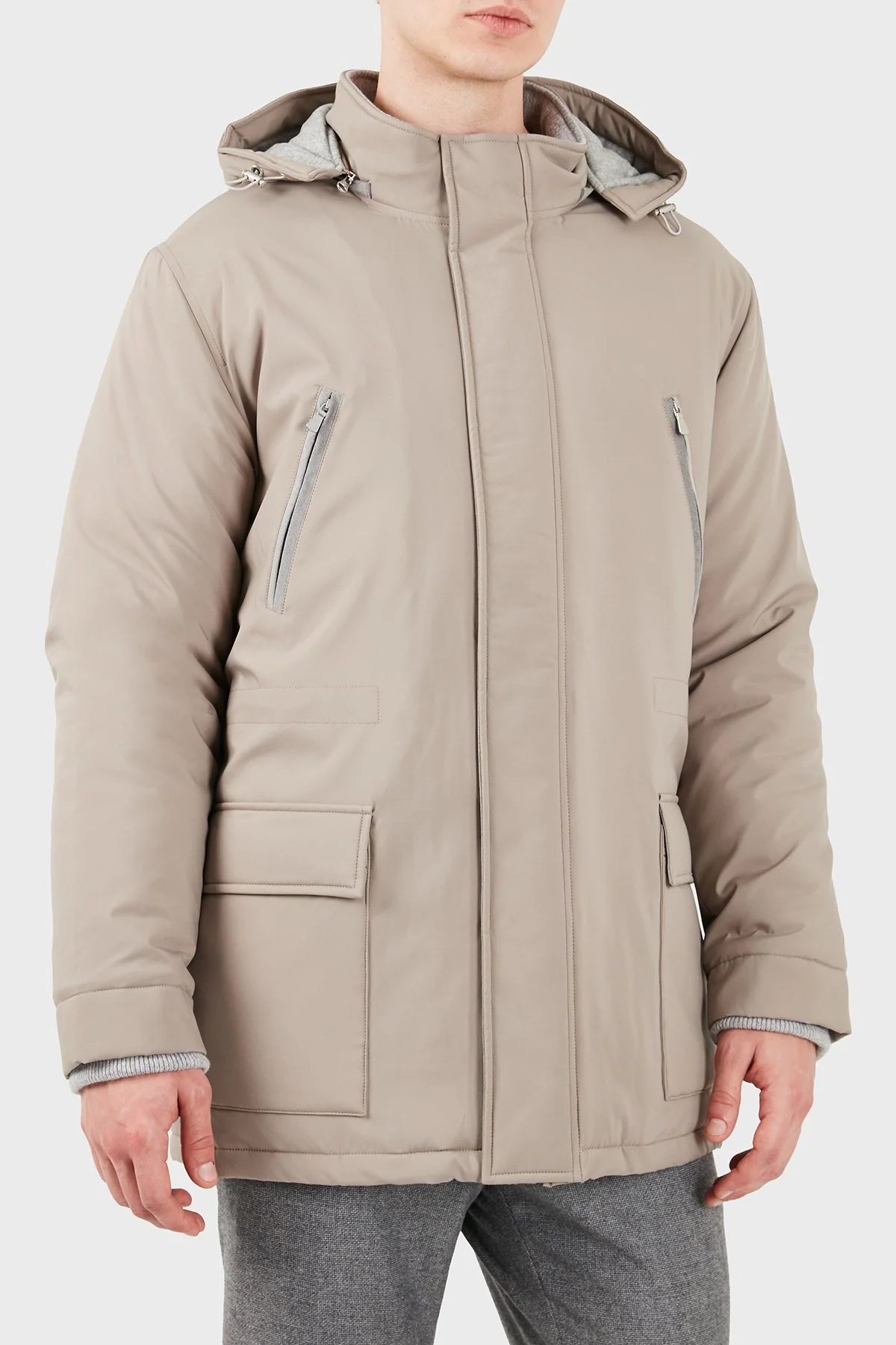 Gran Sasso Regular Fit Çıkarılabilir Kapüşonlu Erkek Ceket 78195 69318 120 Toprak - 5