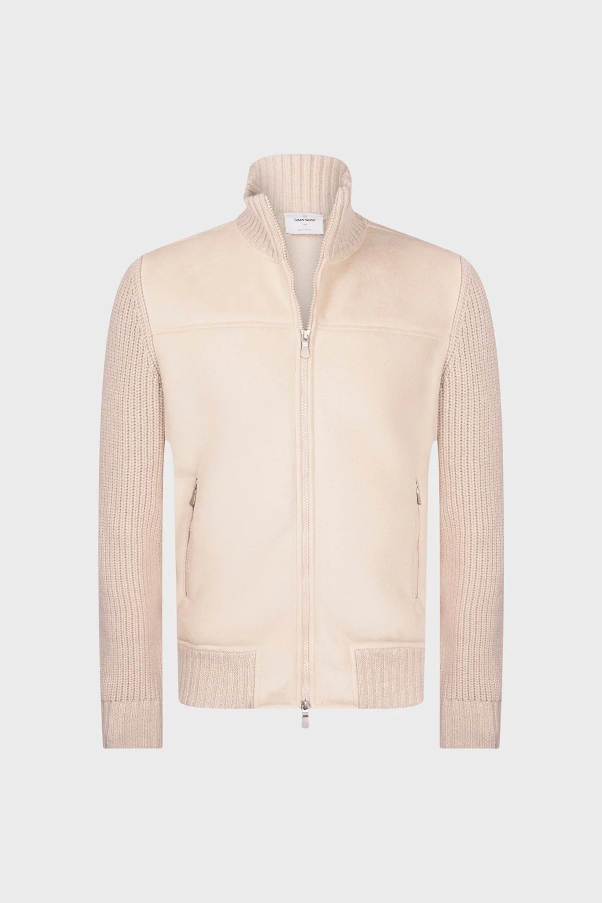 Gran Sasso Regular Fit Dik Yaka Çift Yönlü Fermuarlı Erkek Ceket 13129 58001 010 Ekru - 2