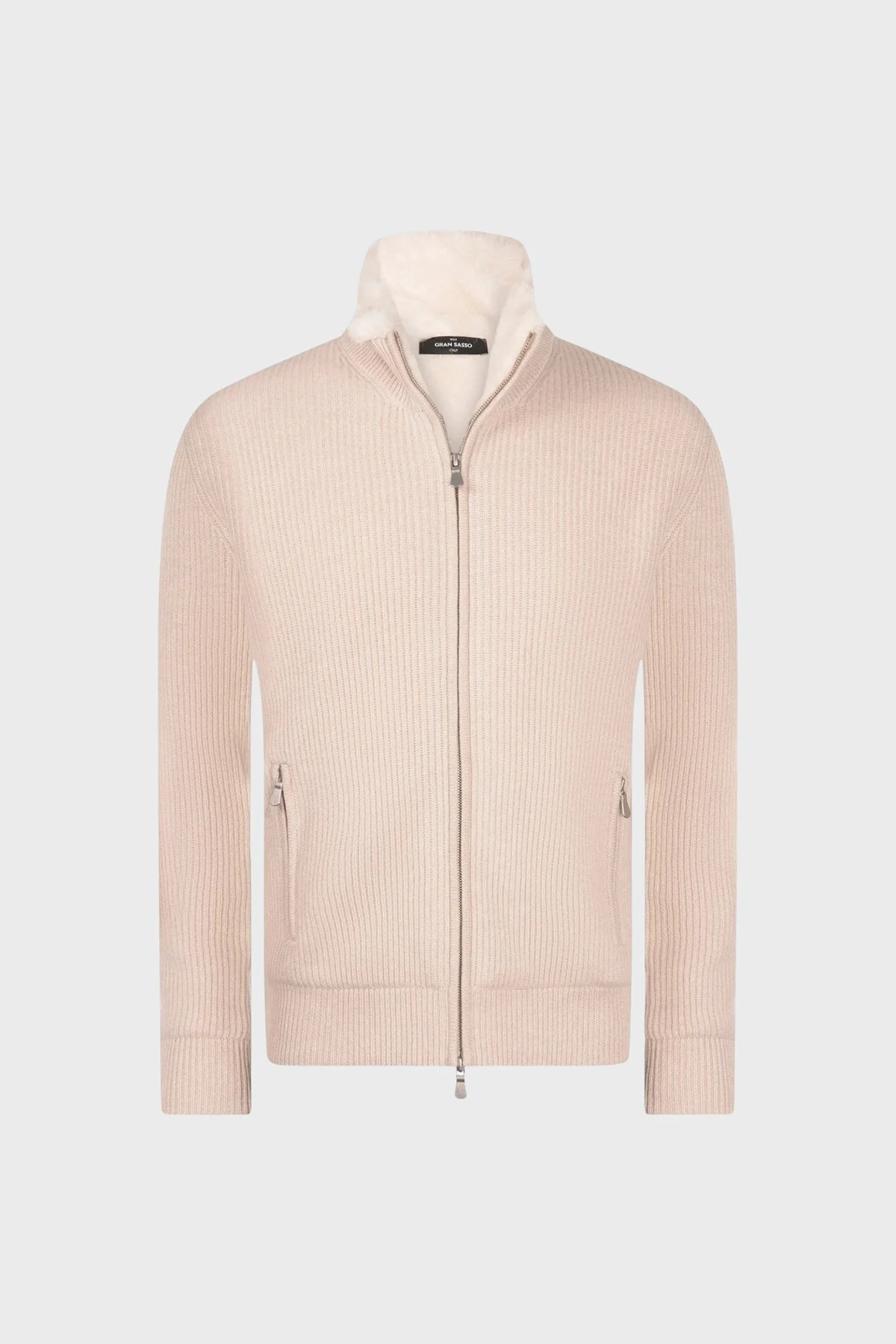Gran Sasso Regular Fit Dik Yaka Fermuarlı Triko Erkek Ceket 23146 15581 113 Ekru - 6