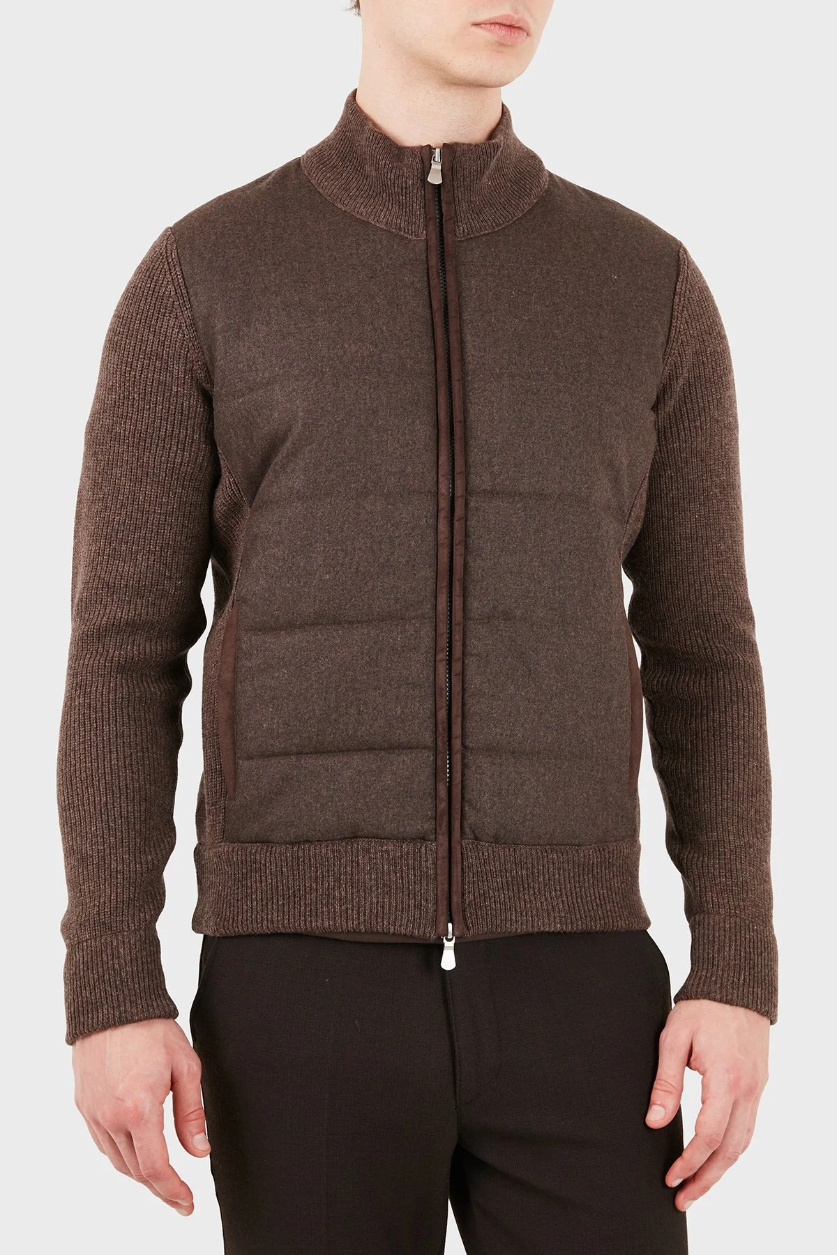 Gran Sasso Regular Fit Dik Yaka Kapitoneli Erkek Ceket 23145 25019 194 Kahve - 5