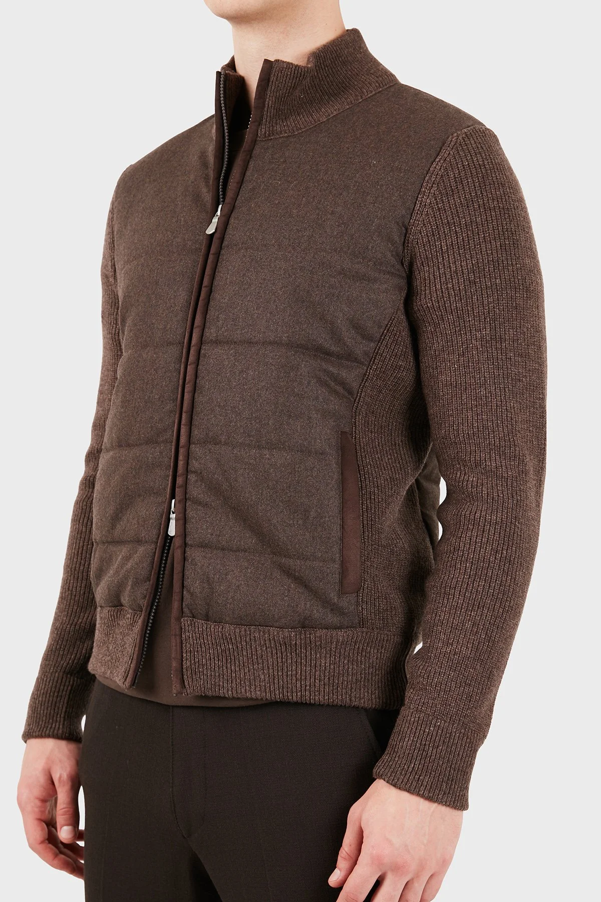 Gran Sasso Regular Fit Dik Yaka Kapitoneli Erkek Ceket 23145 25019 194 Kahve - 6