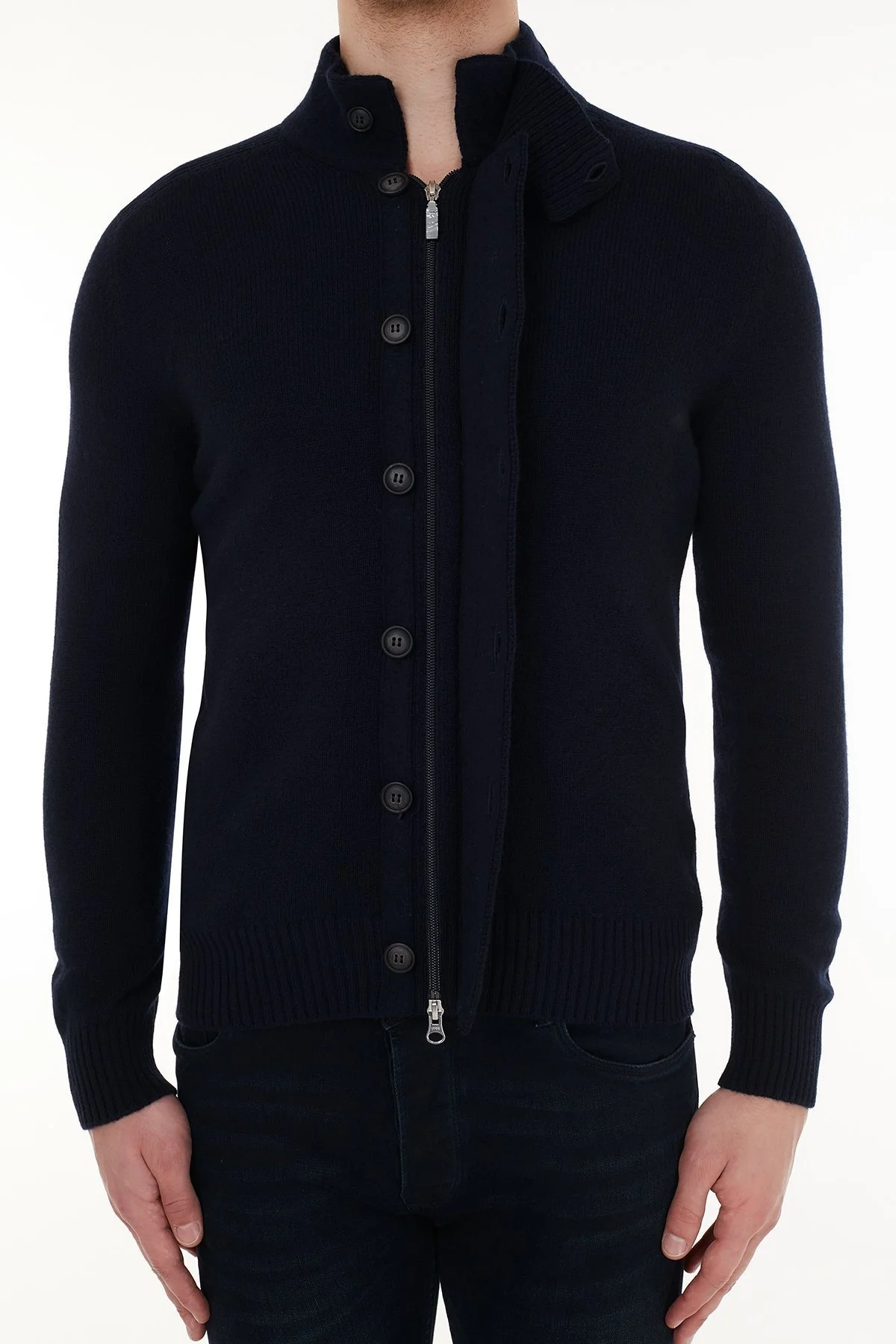 Gran Sasso Yarım Balıkçı Yünlü Erkek Hırka 23170 25025 598 LACİVERT - 5