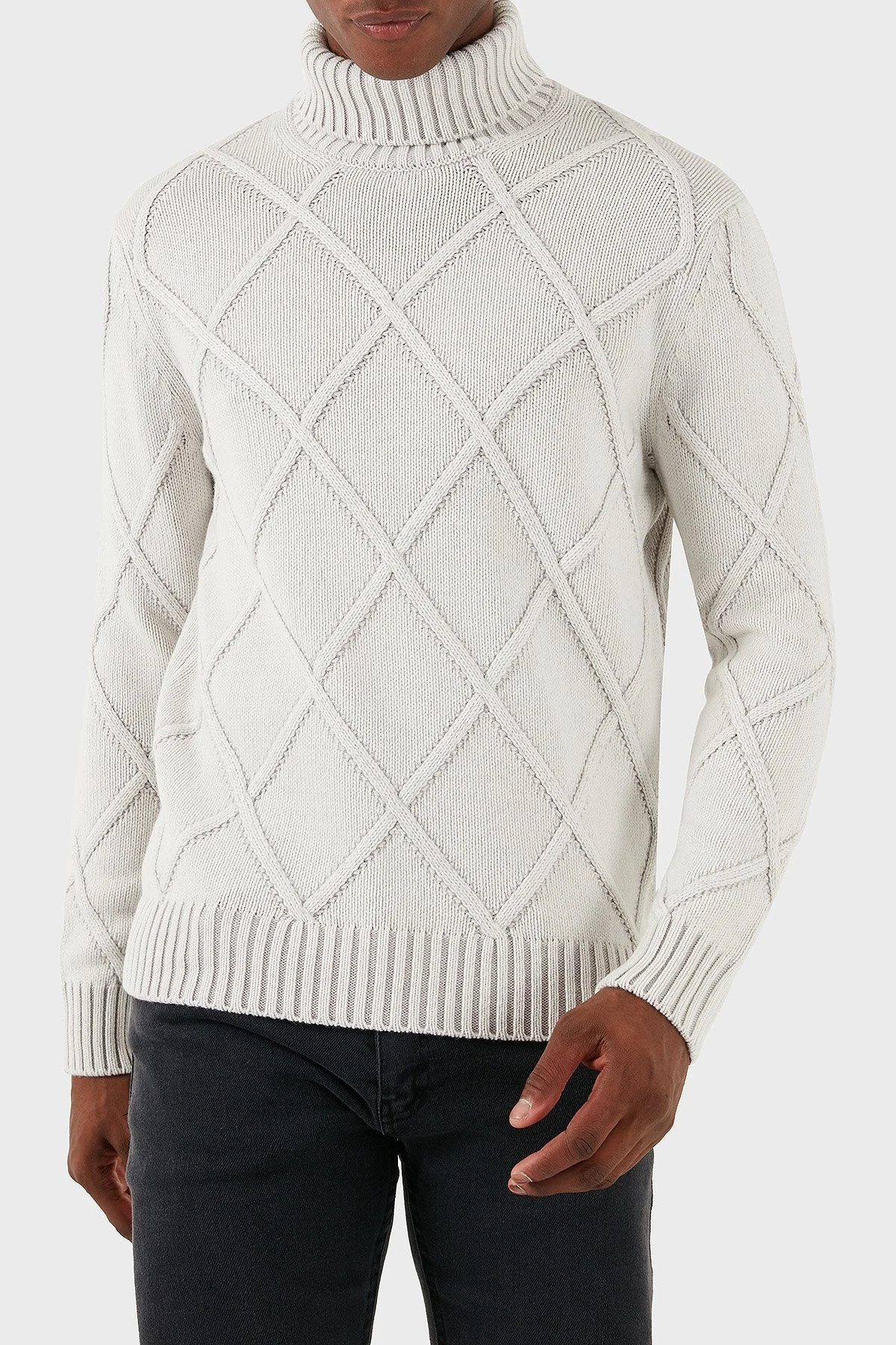 Gran Sasso Yün Karışımlı Desenli Regular Fit Balıkçı Yaka Erkek Kazak 13118 19678 812 GRİ - 3