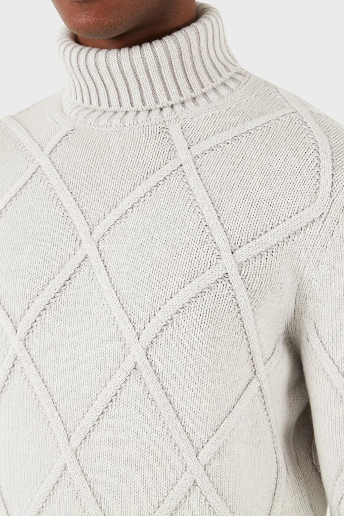 Gran Sasso Yün Karışımlı Desenli Regular Fit Balıkçı Yaka Erkek Kazak 13118 19678 812 GRİ - 5