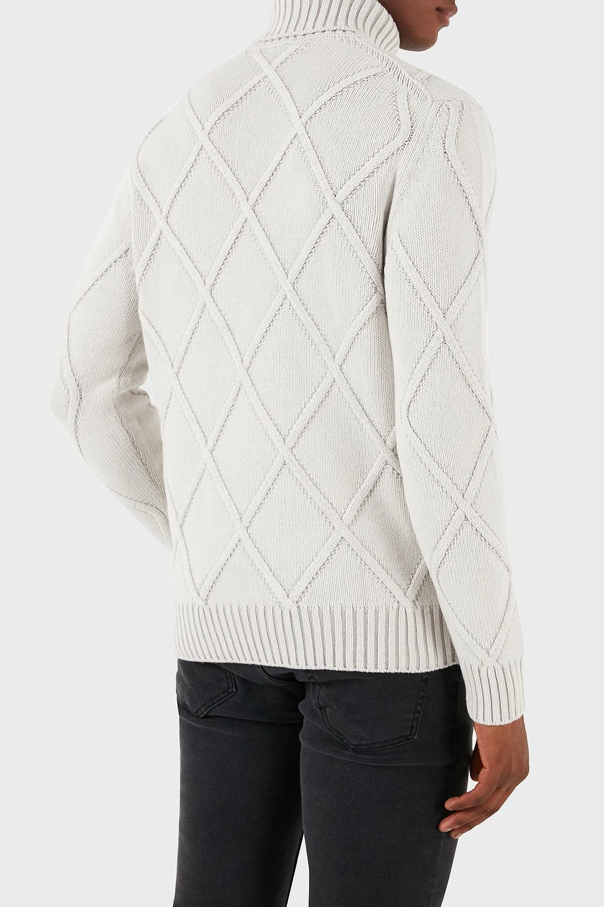 Gran Sasso Yün Karışımlı Desenli Regular Fit Balıkçı Yaka Erkek Kazak 13118 19678 812 GRİ - 6