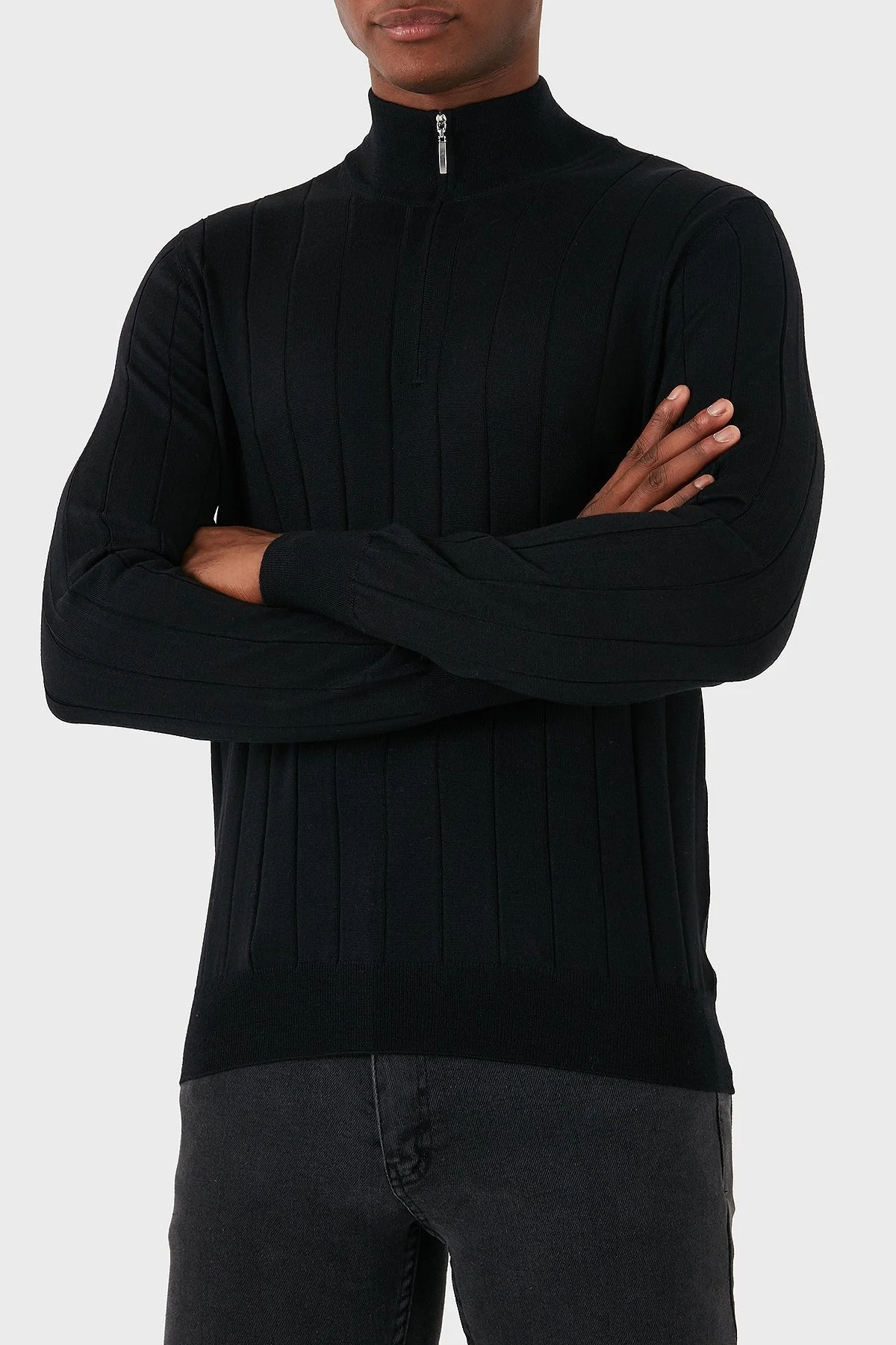 Gran Sasso Yün Karışımlı Regular Fit Dik Yaka Erkek Kazak 57150 13118 099 SİYAH - 2