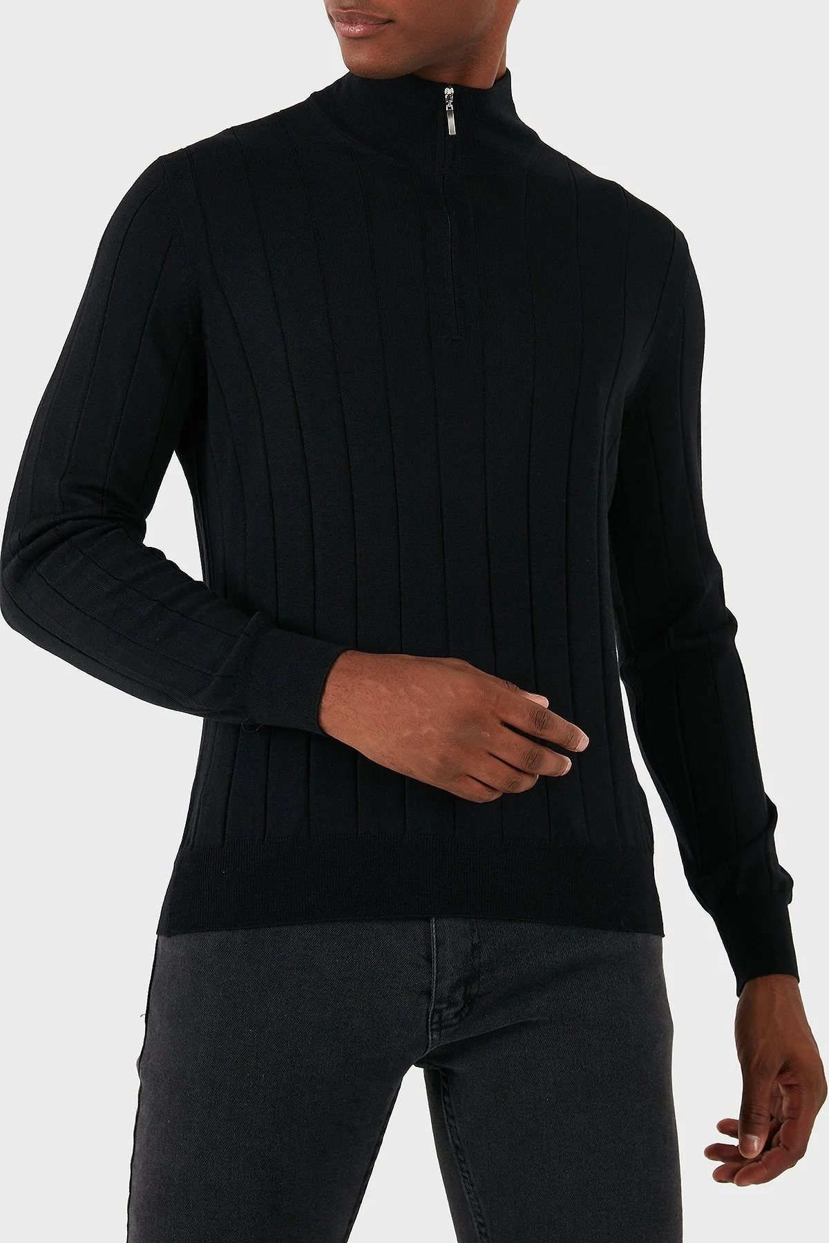 Gran Sasso Yün Karışımlı Regular Fit Dik Yaka Erkek Kazak 57150 13118 099 SİYAH - 3