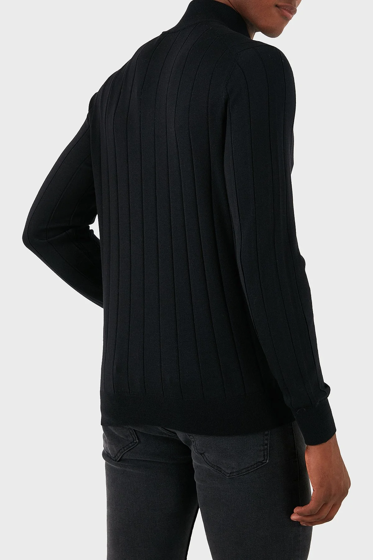 Gran Sasso Yün Karışımlı Regular Fit Yarım Fermuarlı Dik Yaka Erkek Kazak 57150 13118 099 SİYAH - 12